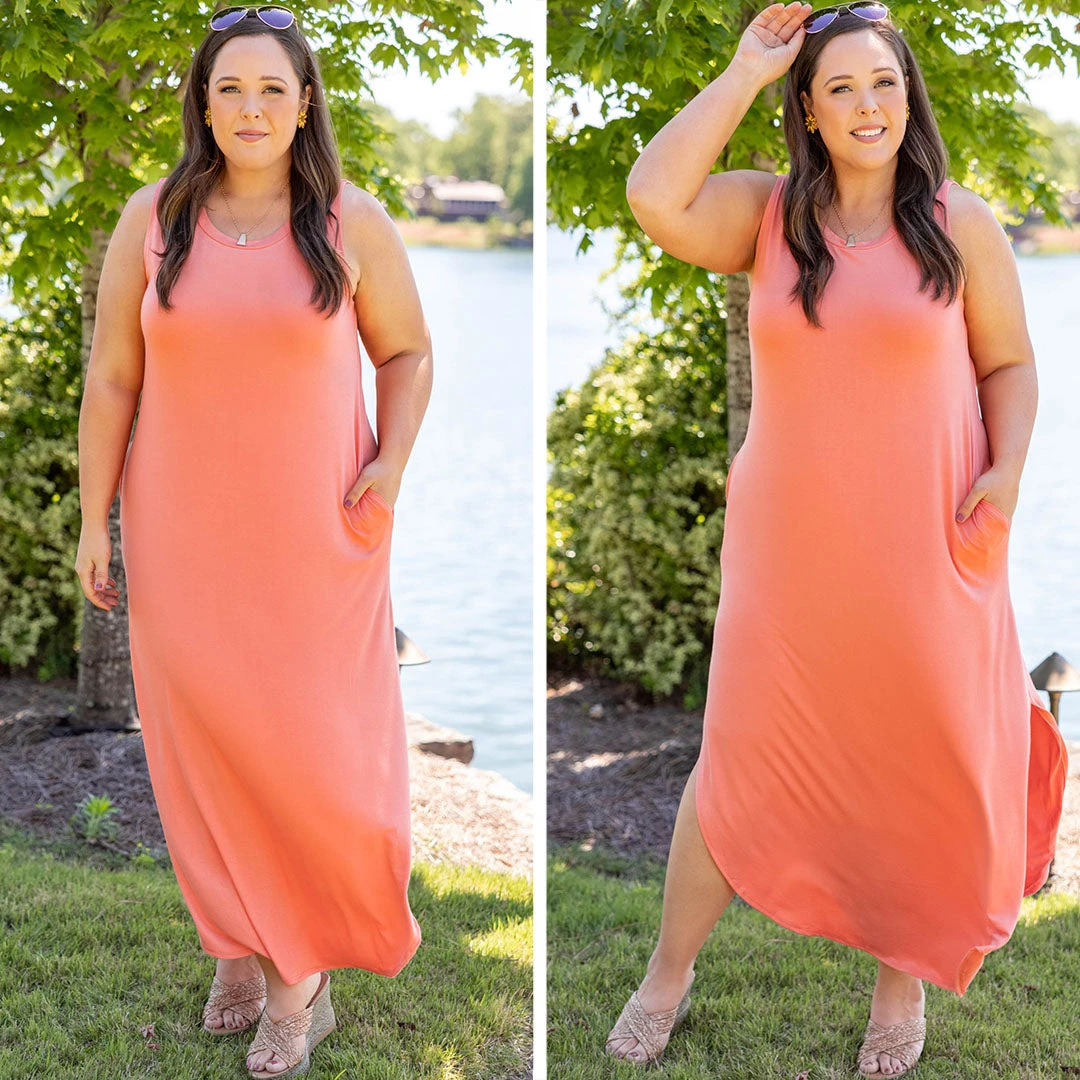 But First Wine Maxi Dress, Deep Coral 7 But First Wine Maxi Dress, Deep Coral - Image 7