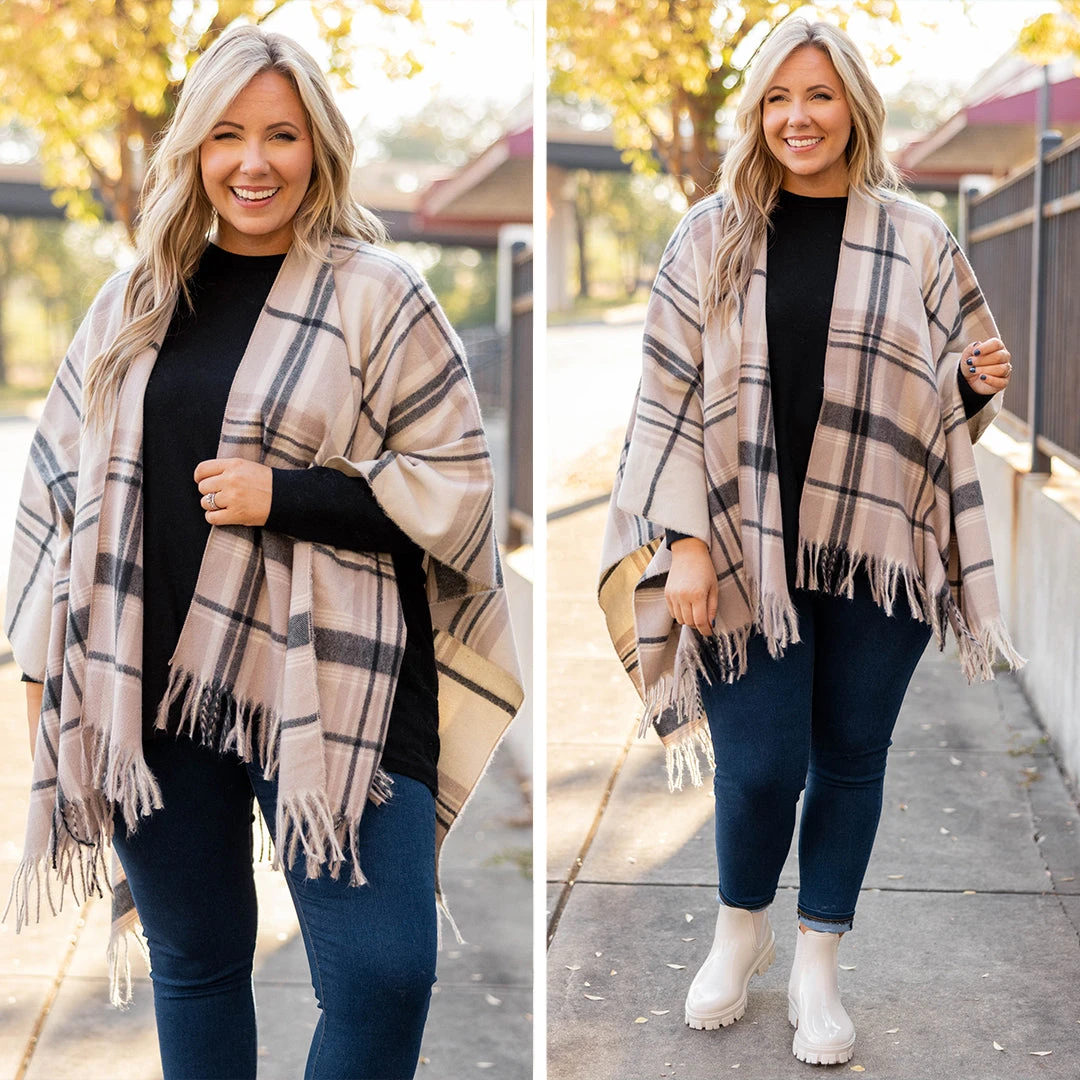 The Overlook Poncho, Taupe 6 The Overlook Poncho, Taupe - Image 6