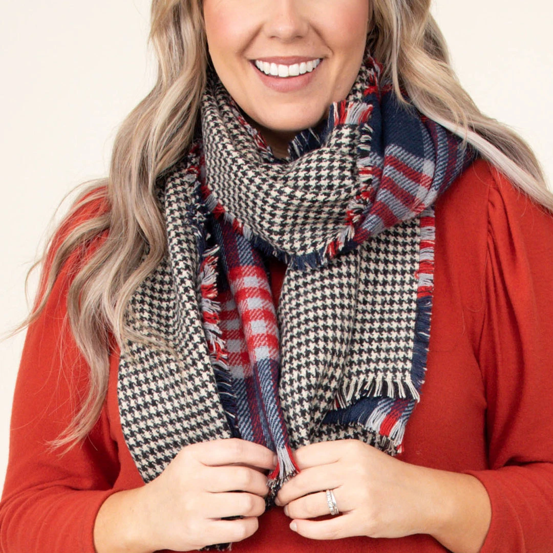 Adventurous Memories Shawl, Navy Red 6 Adventurous Memories Shawl, Navy Red - Image 6