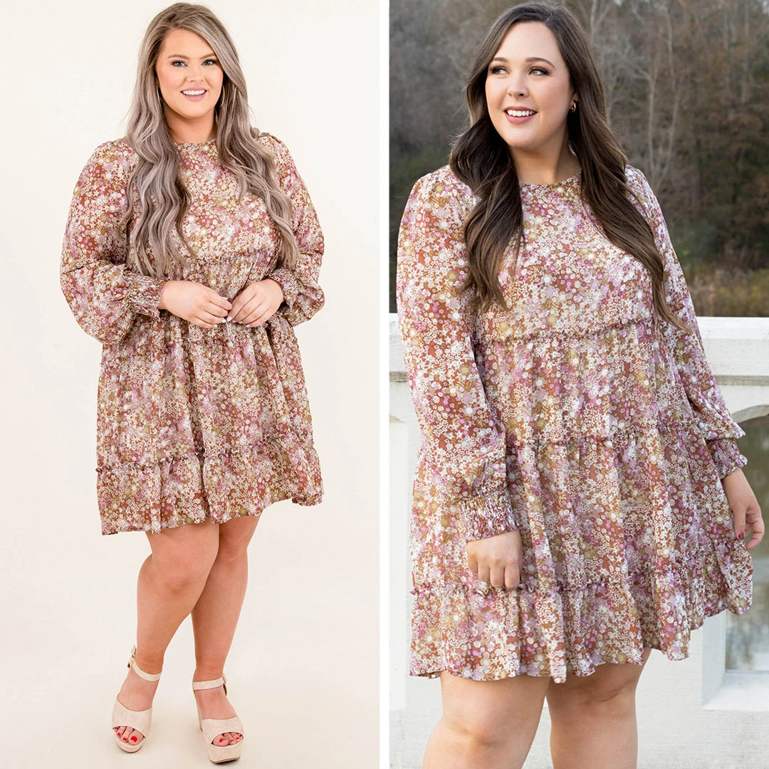 A Sky Full Of Flowers Dress, Cognac 6 A Sky Full Of Flowers Dress, Cognac - Image 6