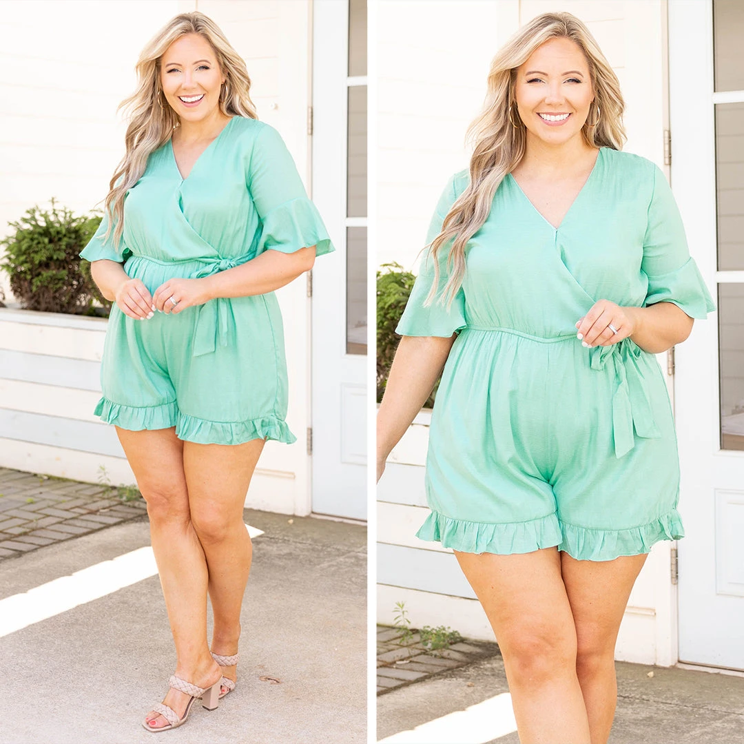 Almost Certain Romper, Mint Green 6 Almost Certain Romper, Mint Green - Image 6
