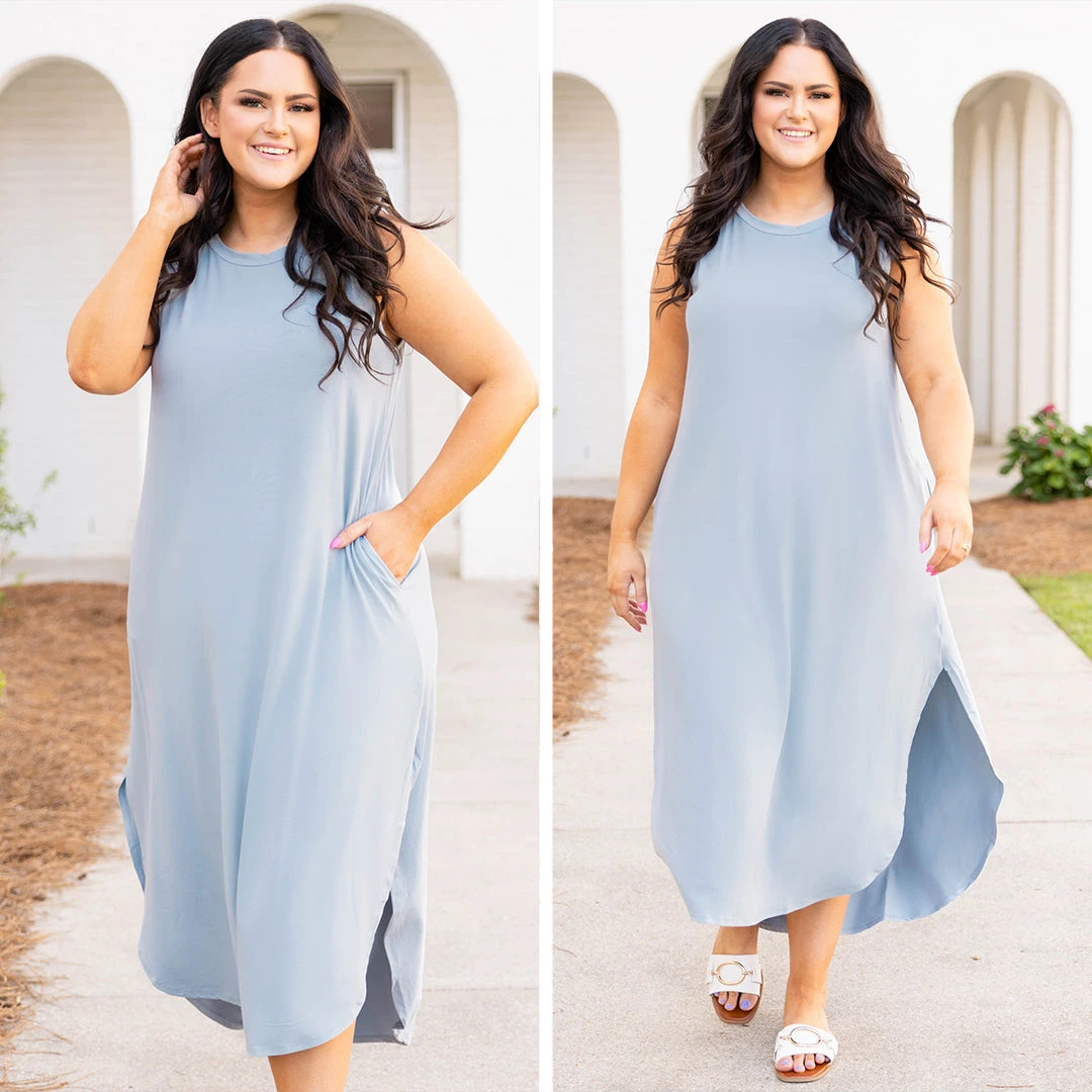 Cannot Imagine Maxi Dress, Ash Blue 6 Cannot Imagine Maxi Dress, Ash Blue - Image 6