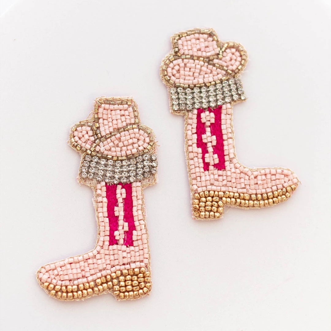 Country Girl At Heart Earrings, Pink 3 Country Girl At Heart Earrings, Pink - Image 3