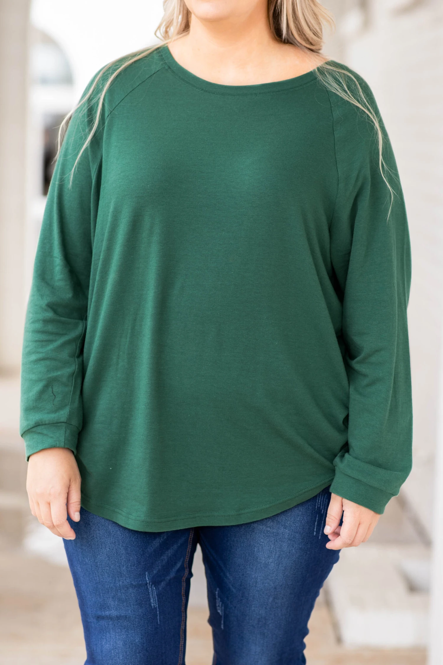 Curved Hem Slouchy Dolman Tunic, Hunter Green 4 Curved Hem Slouchy Dolman Tunic, Hunter Green - Image 4