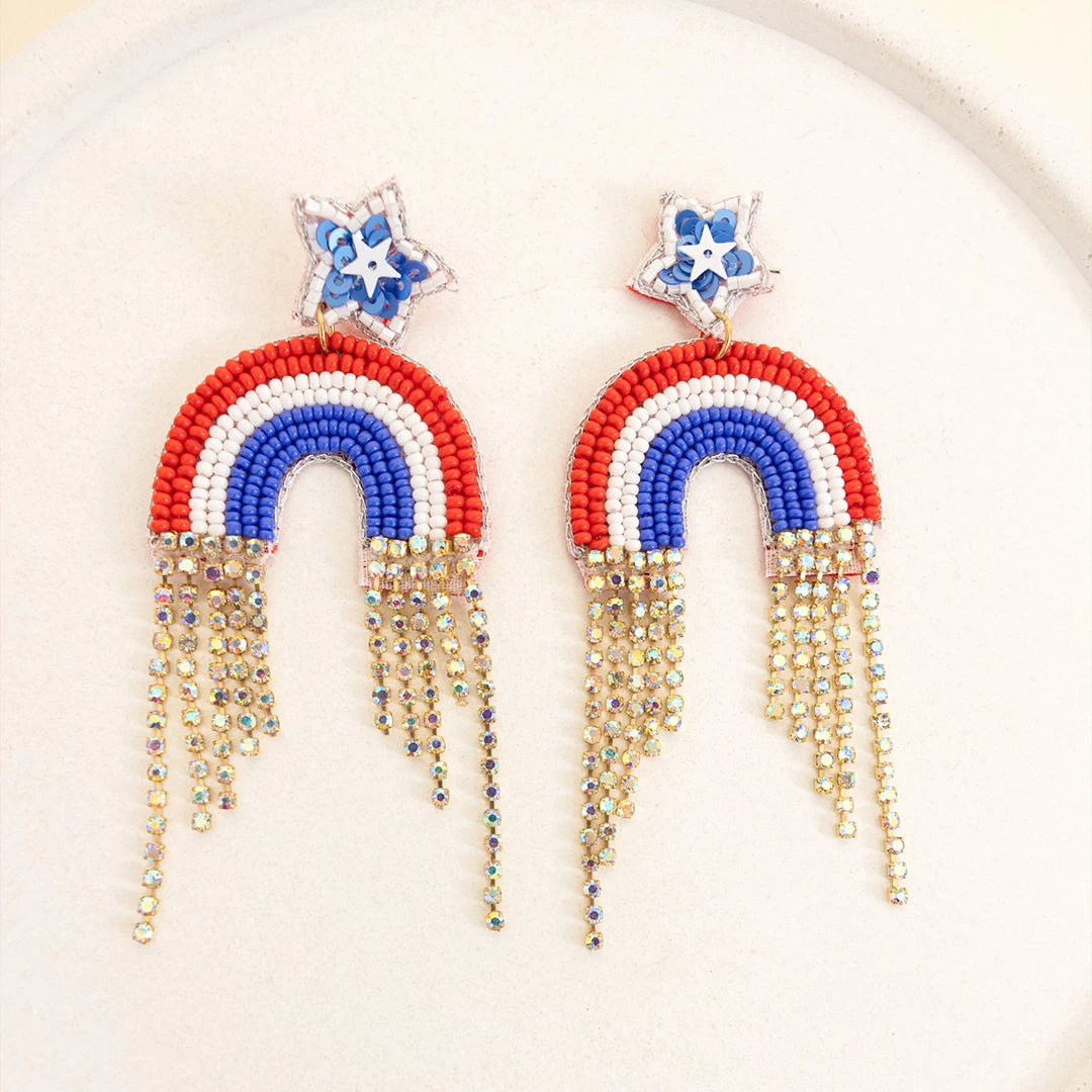American Rainbow Earrings, Blue 5 American Rainbow Earrings, Blue - Image 5