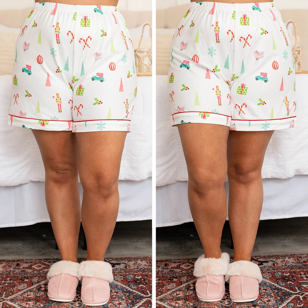 Snow Wishes Pajama Shorts, White 6 Snow Wishes Pajama Shorts, White - Image 6