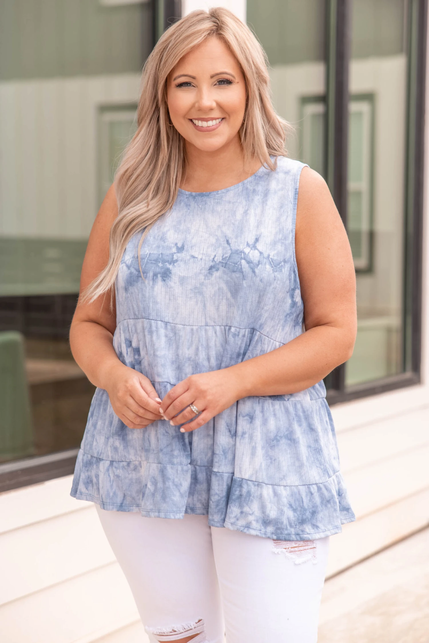 Heart Of The Oasis Tank, Denim Blue 1 Heart Of The Oasis Tank, Denim Blue