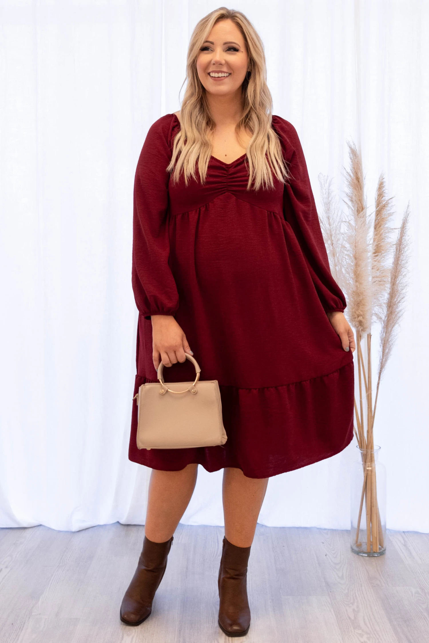 Back Where It Started Dress, Wine 3 Back Where It Started Dress, Wine - Image 3