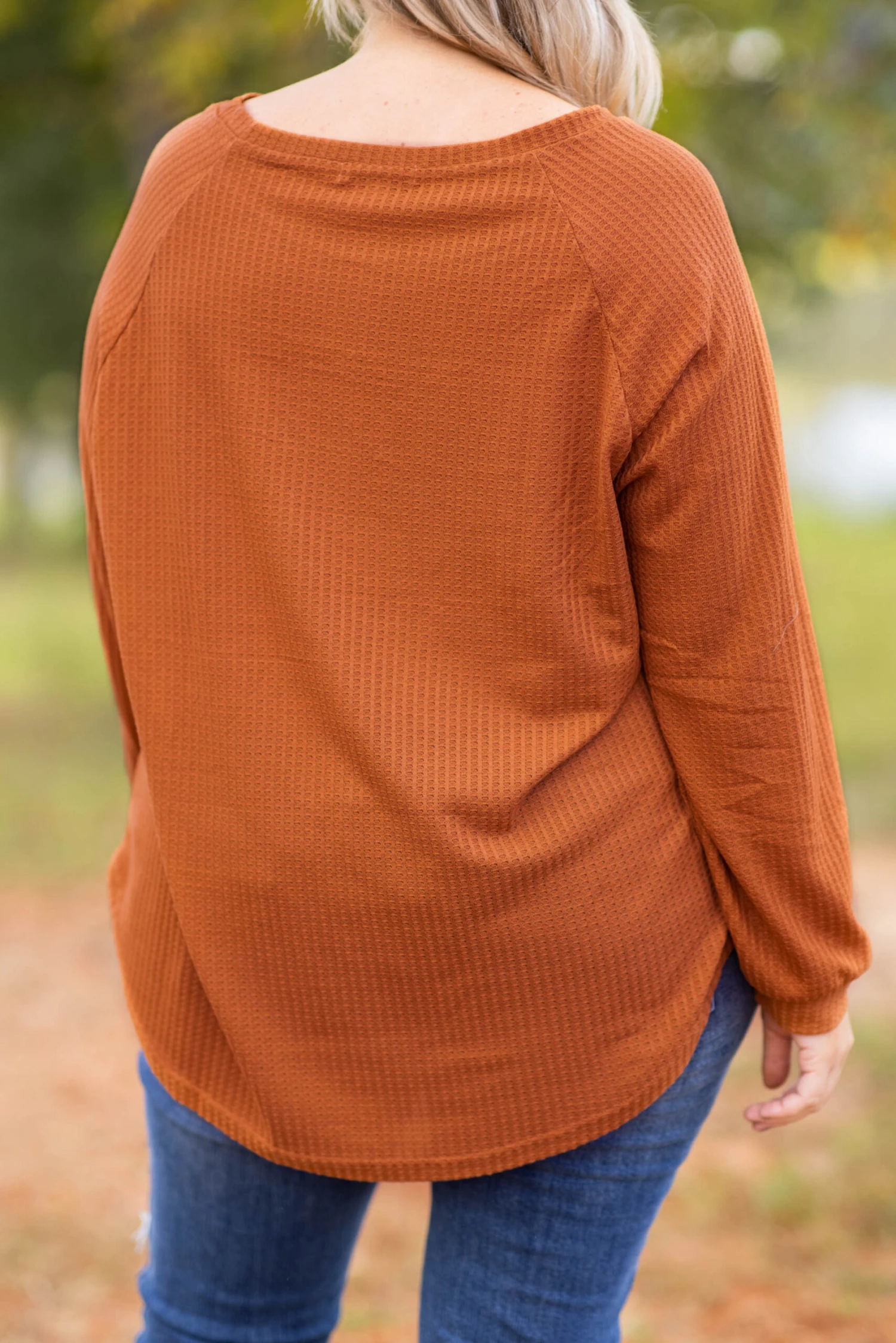 Curved Hem Slouchy Dolman Tunic, Orange Thermal 7 Curved Hem Slouchy Dolman Tunic, Orange Thermal - Image 7