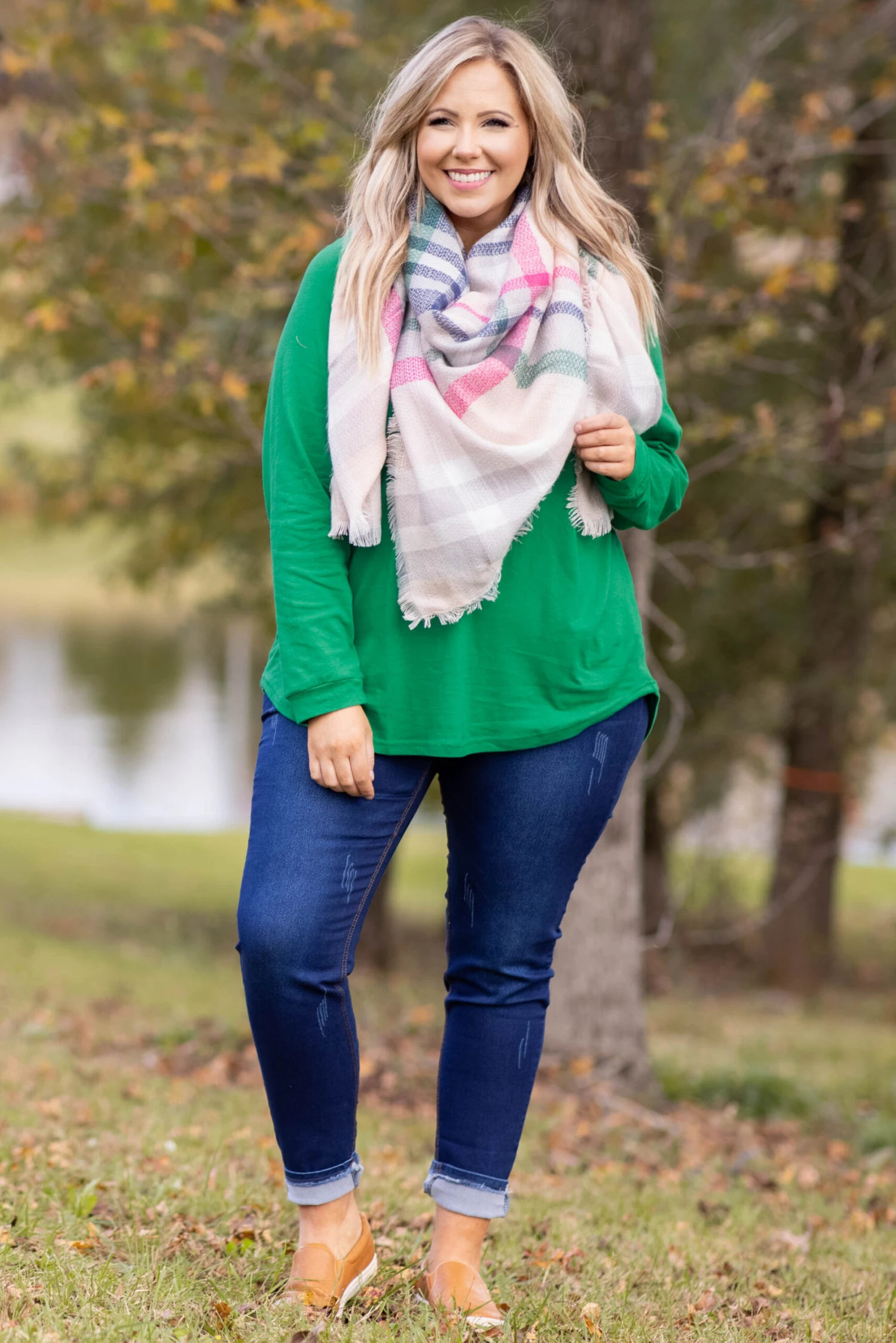 Curved Hem Slouchy Dolman Tunic, Kelly Green 4 Curved Hem Slouchy Dolman Tunic, Kelly Green - Image 4