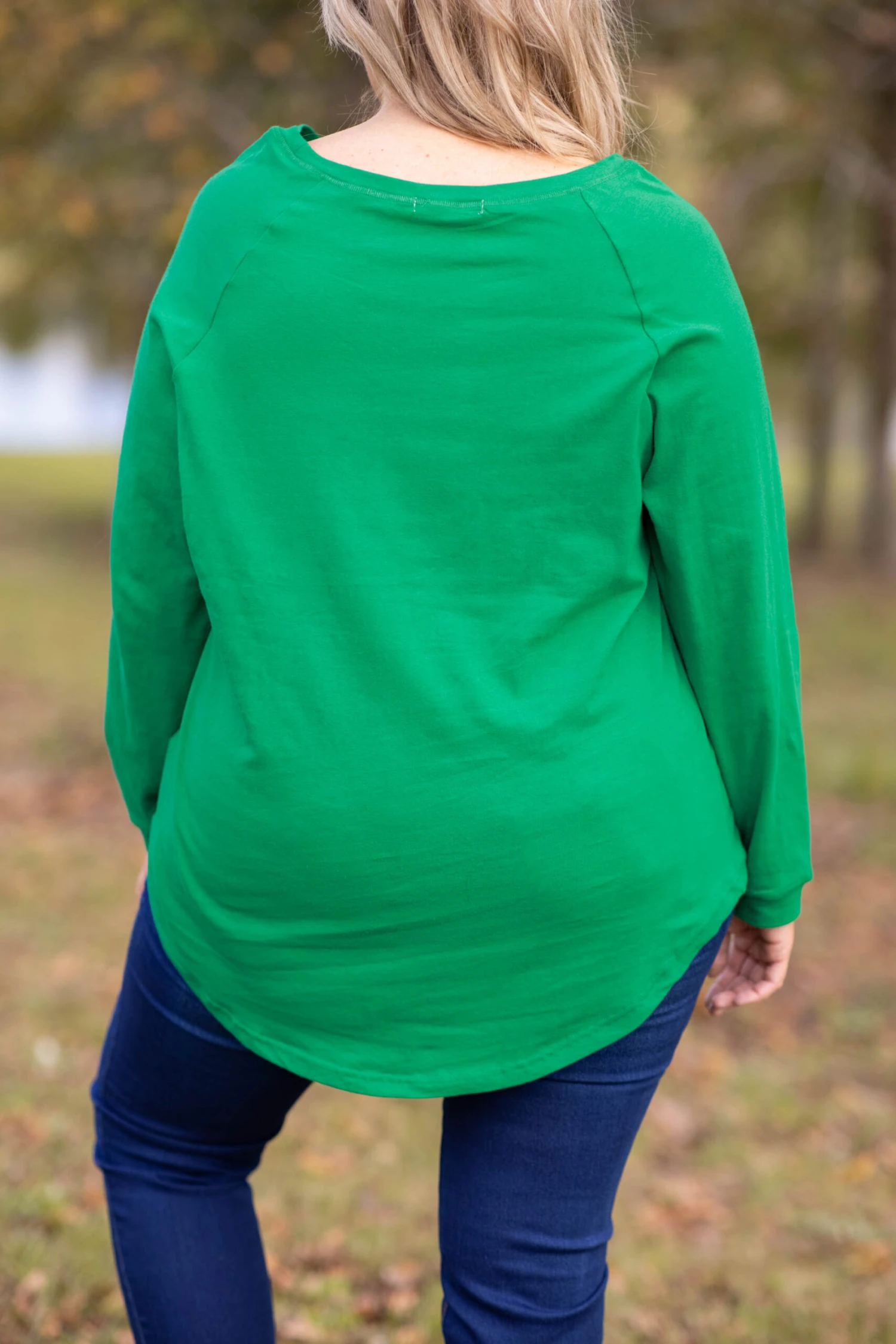 Curved Hem Slouchy Dolman Tunic, Kelly Green 8 Curved Hem Slouchy Dolman Tunic, Kelly Green - Image 8