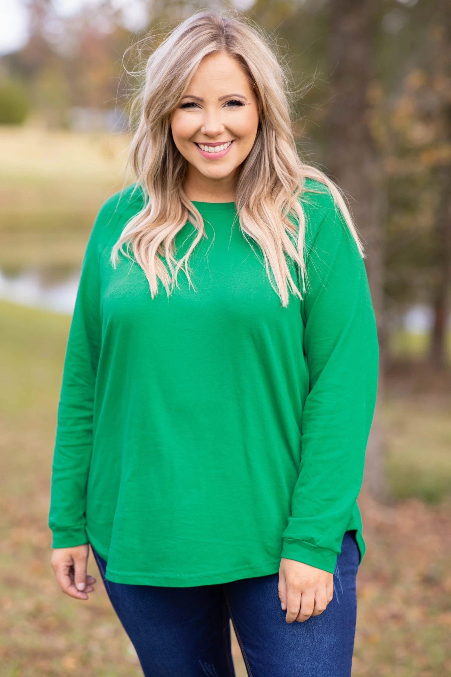 Curved Hem Slouchy Dolman Tunic, Kelly Green 1 Curved Hem Slouchy Dolman Tunic, Kelly Green