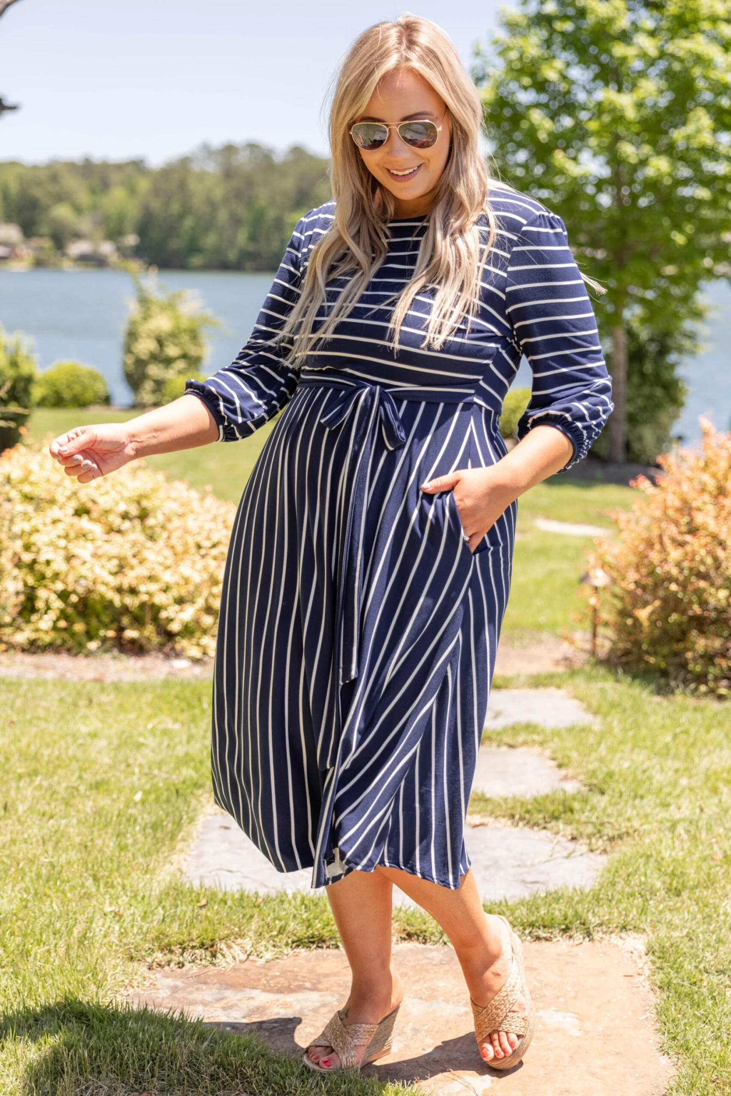 Holding Hands On The Boardwalk Dress, Navy 2 Holding Hands On The Boardwalk Dress, Navy - Image 2