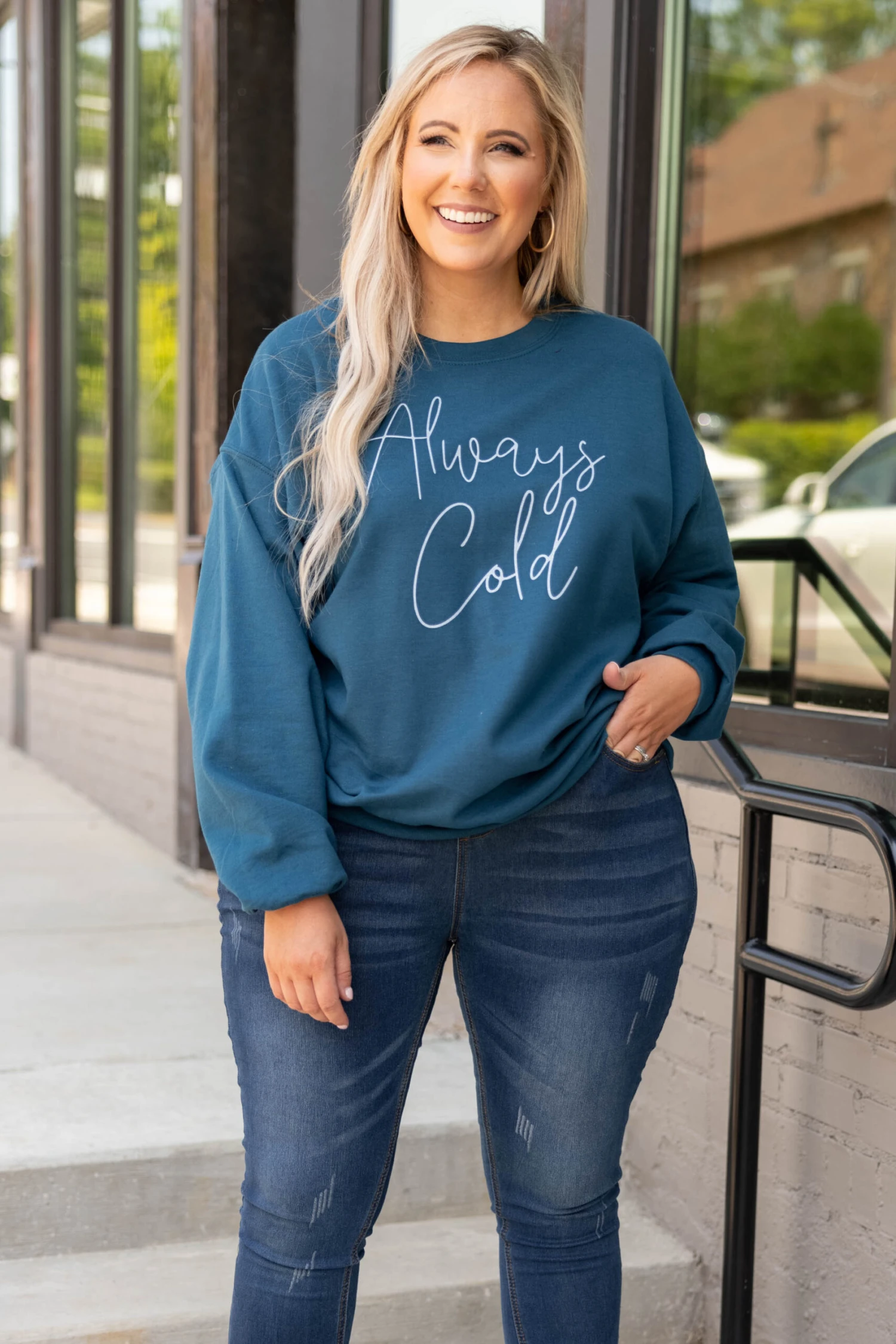 Always Cold Sweatshirt, Blue 2 Always Cold Sweatshirt, Blue - Image 2