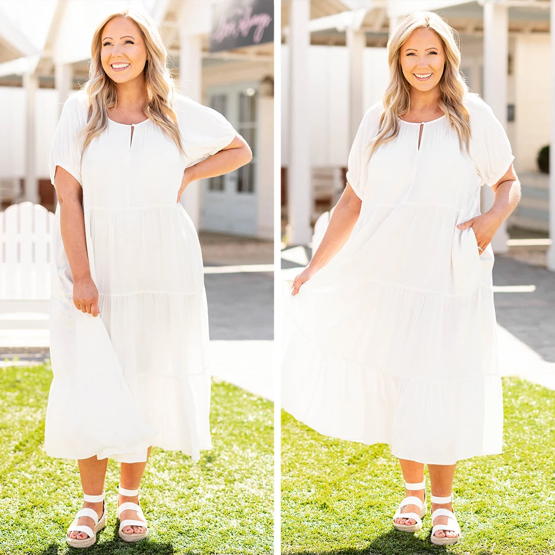 Comfy Casual Dress, Ivory 6 Comfy Casual Dress, Ivory - Image 6