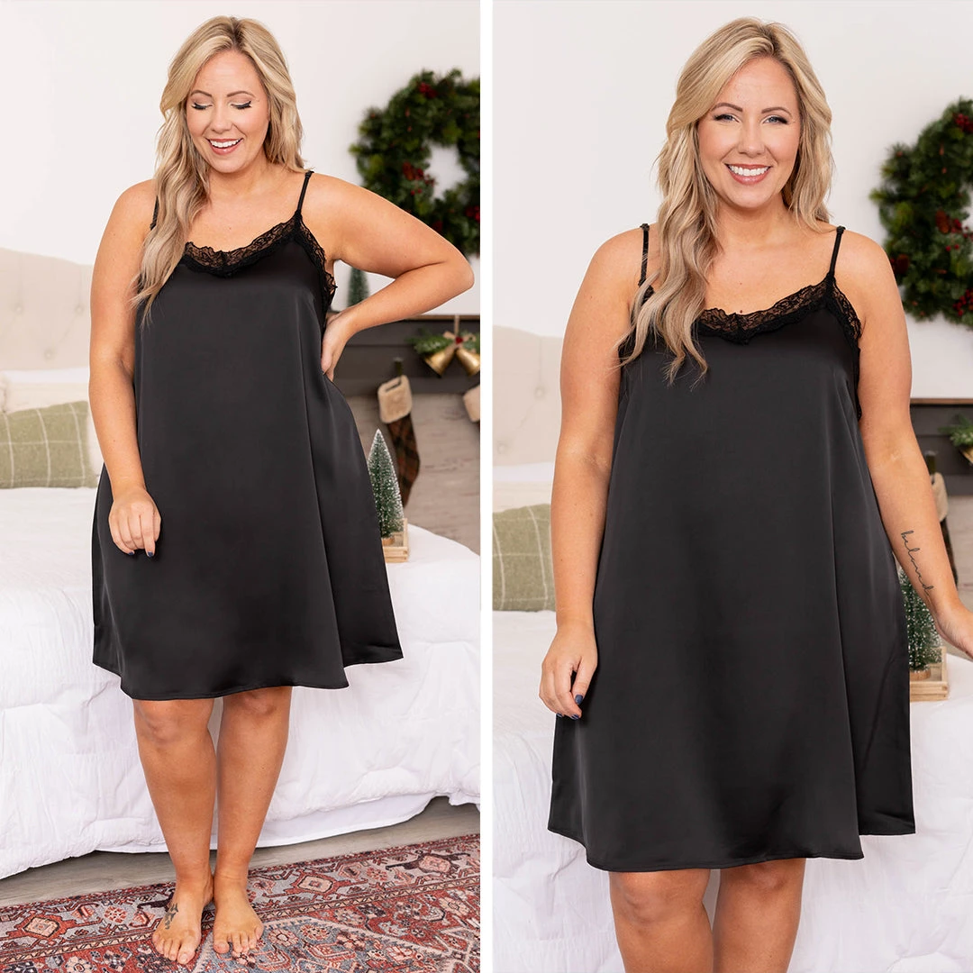 Let Yourself Be Loved Silky Night Slip, Black 6 Let Yourself Be Loved Silky Night Slip, Black - Image 6