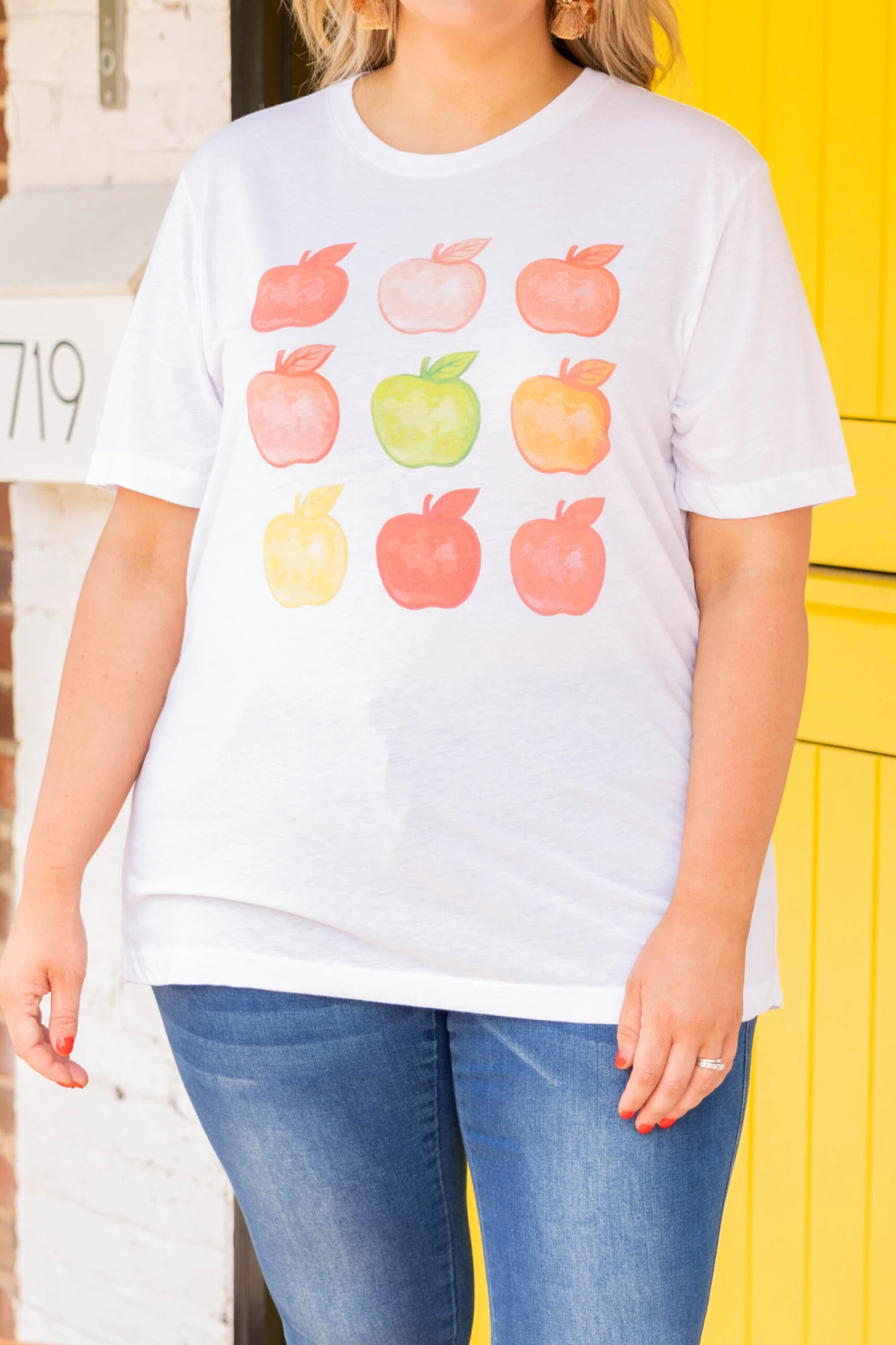 A Is For Apple Tee, Solid White Triblend 4 A Is For Apple Tee, Solid White Triblend - Image 4