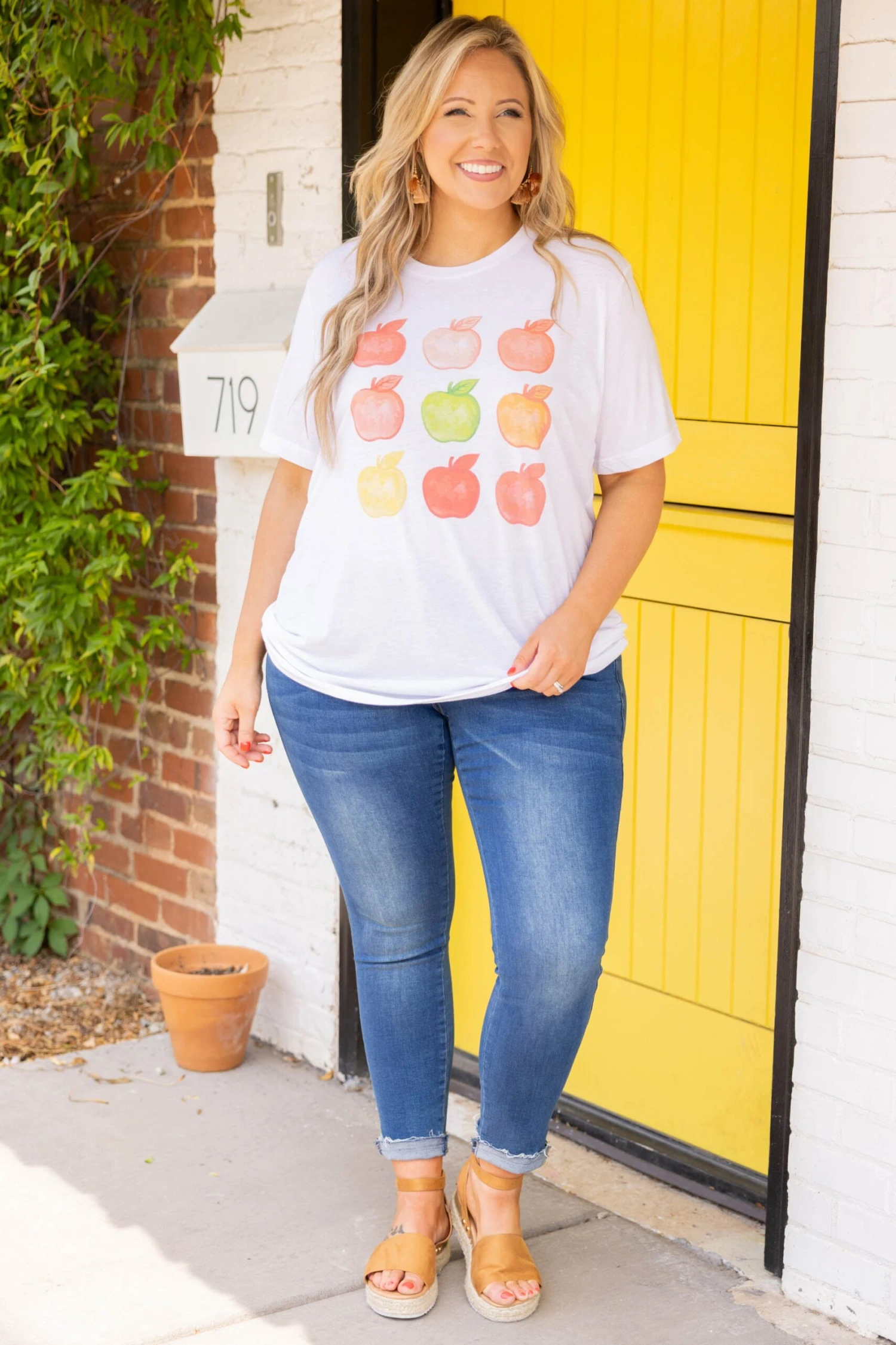 A Is For Apple Tee, Solid White Triblend 2 A Is For Apple Tee, Solid White Triblend - Image 2