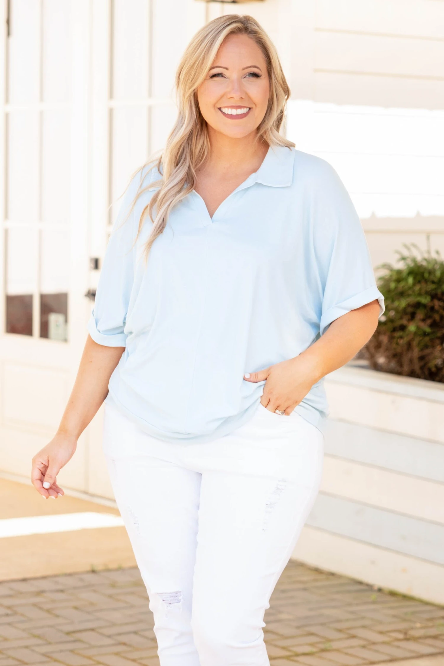 A Little Basic Top, Light Blue 1 A Little Basic Top, Light Blue