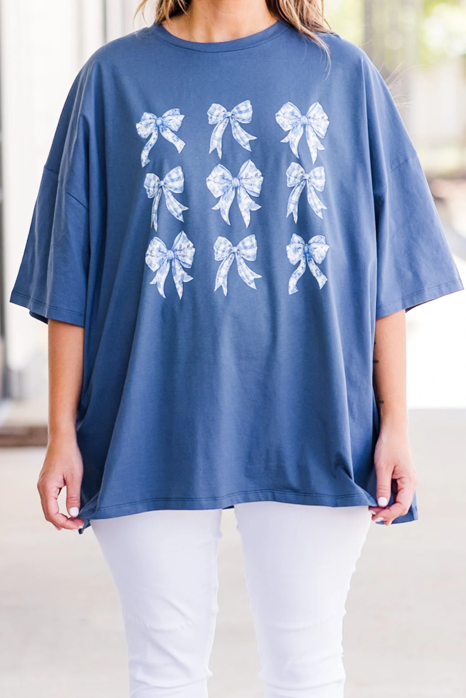 A Moment For The Bow Boyfriend Tee, Navy 5 A Moment For The Bow Boyfriend Tee, Navy - Image 5