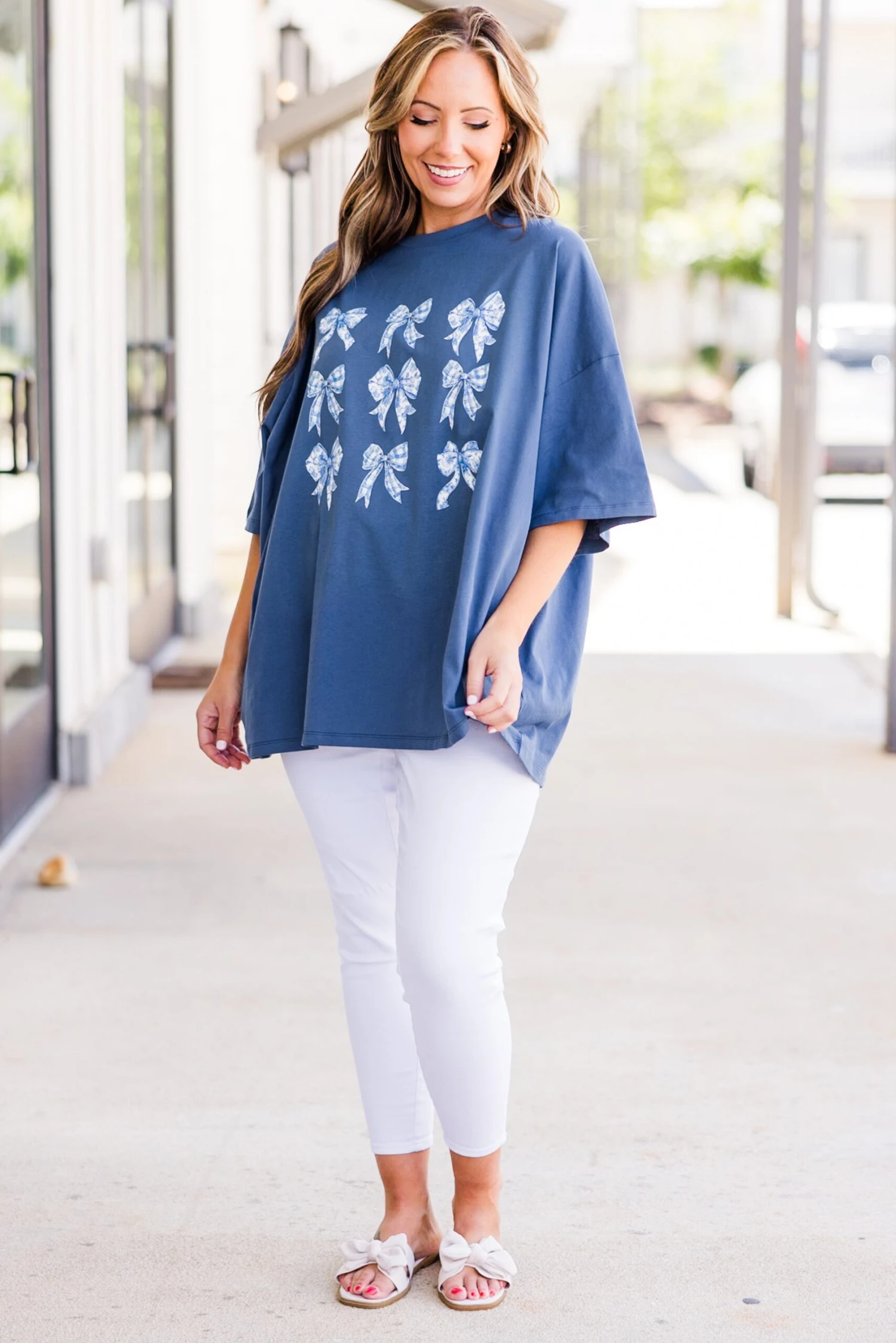 A Moment For The Bow Boyfriend Tee, Navy 4 A Moment For The Bow Boyfriend Tee, Navy - Image 4