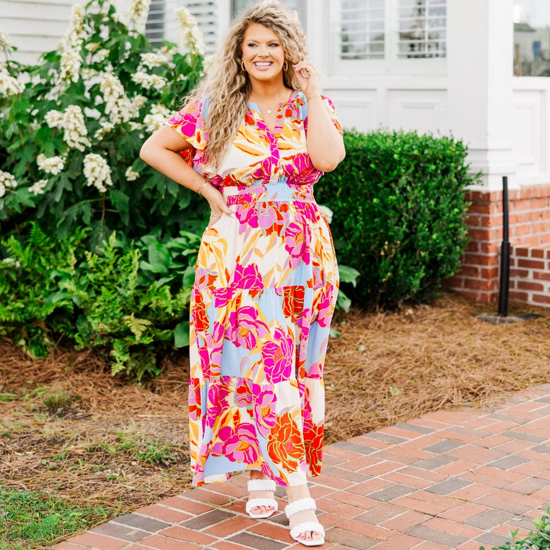 Admirable Elegance Dress, Ivory Multi 1 Admirable Elegance Dress, Ivory Multi