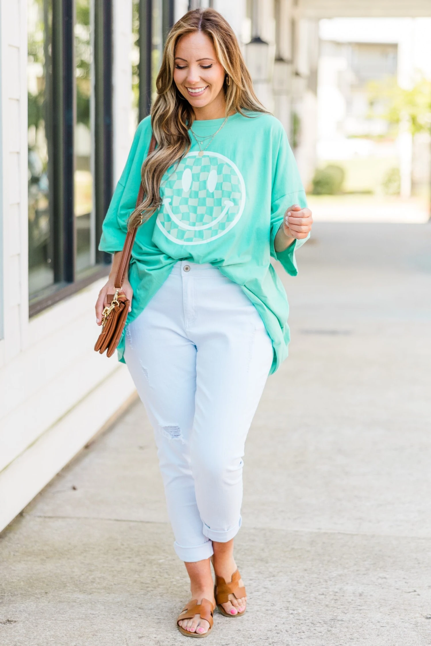 All Smiles Here Boyfriend Tee, Mint 3 All Smiles Here Boyfriend Tee, Mint - Image 3
