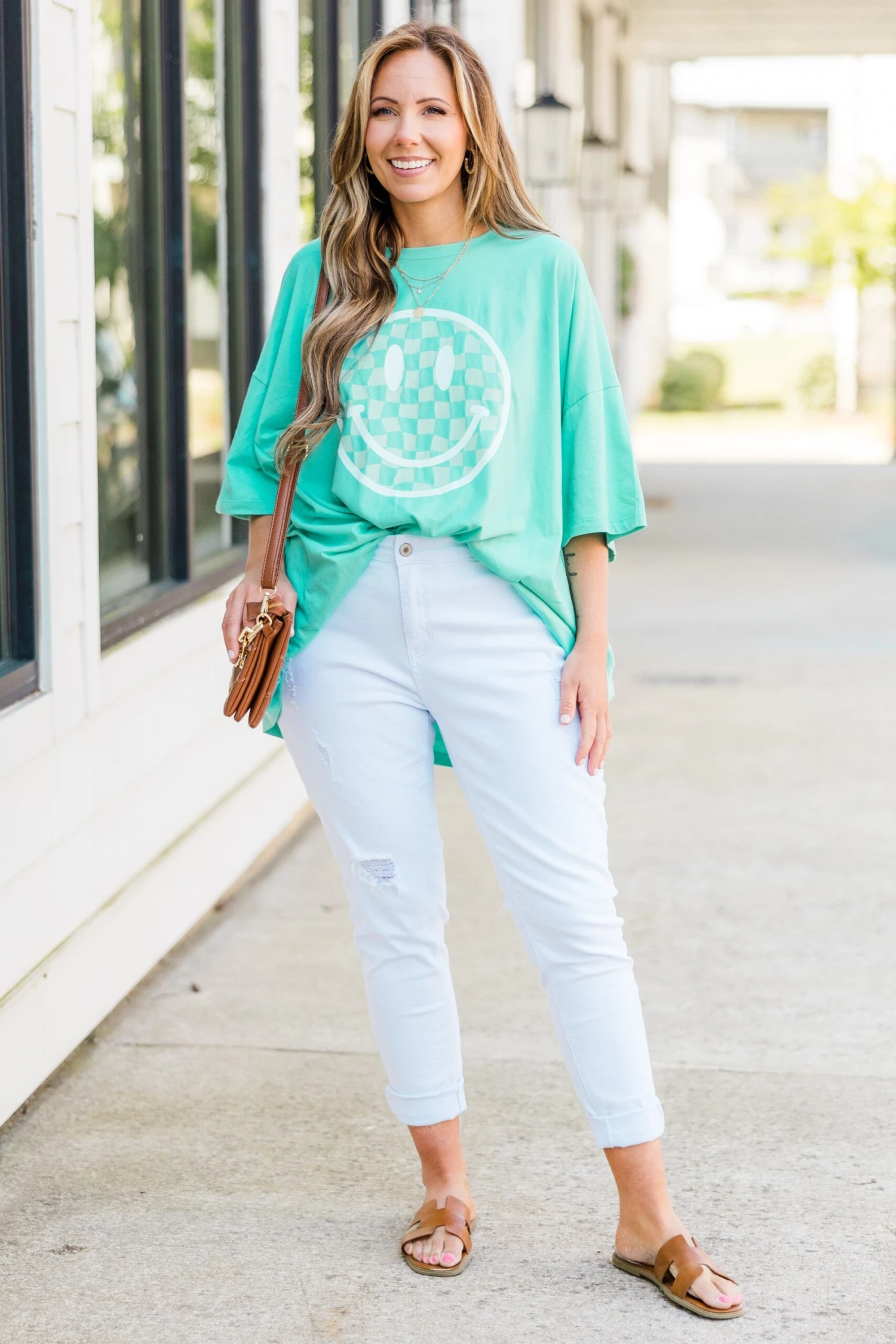 All Smiles Here Boyfriend Tee, Mint 4 All Smiles Here Boyfriend Tee, Mint - Image 4