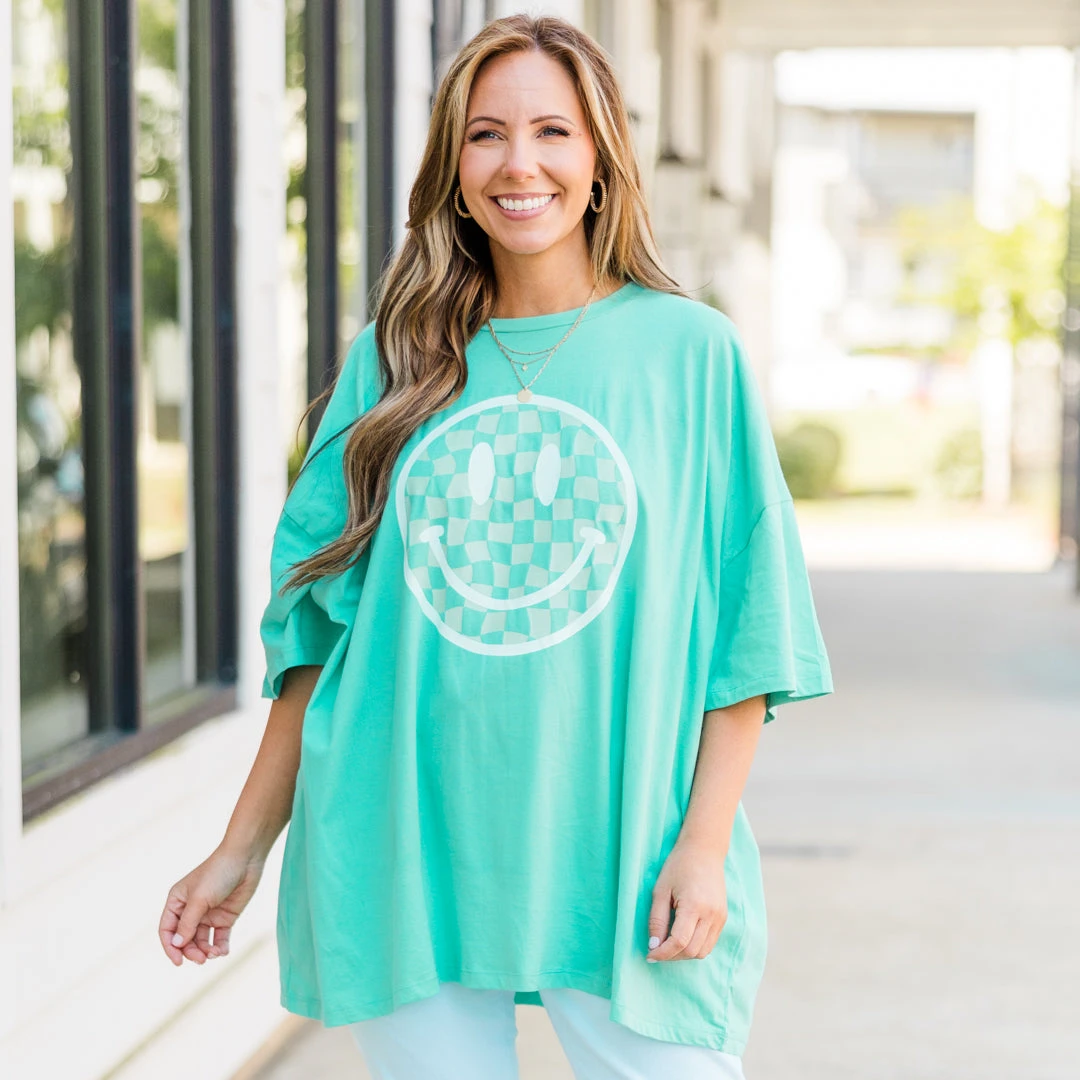 All Smiles Here Boyfriend Tee, Mint 1 All Smiles Here Boyfriend Tee, Mint