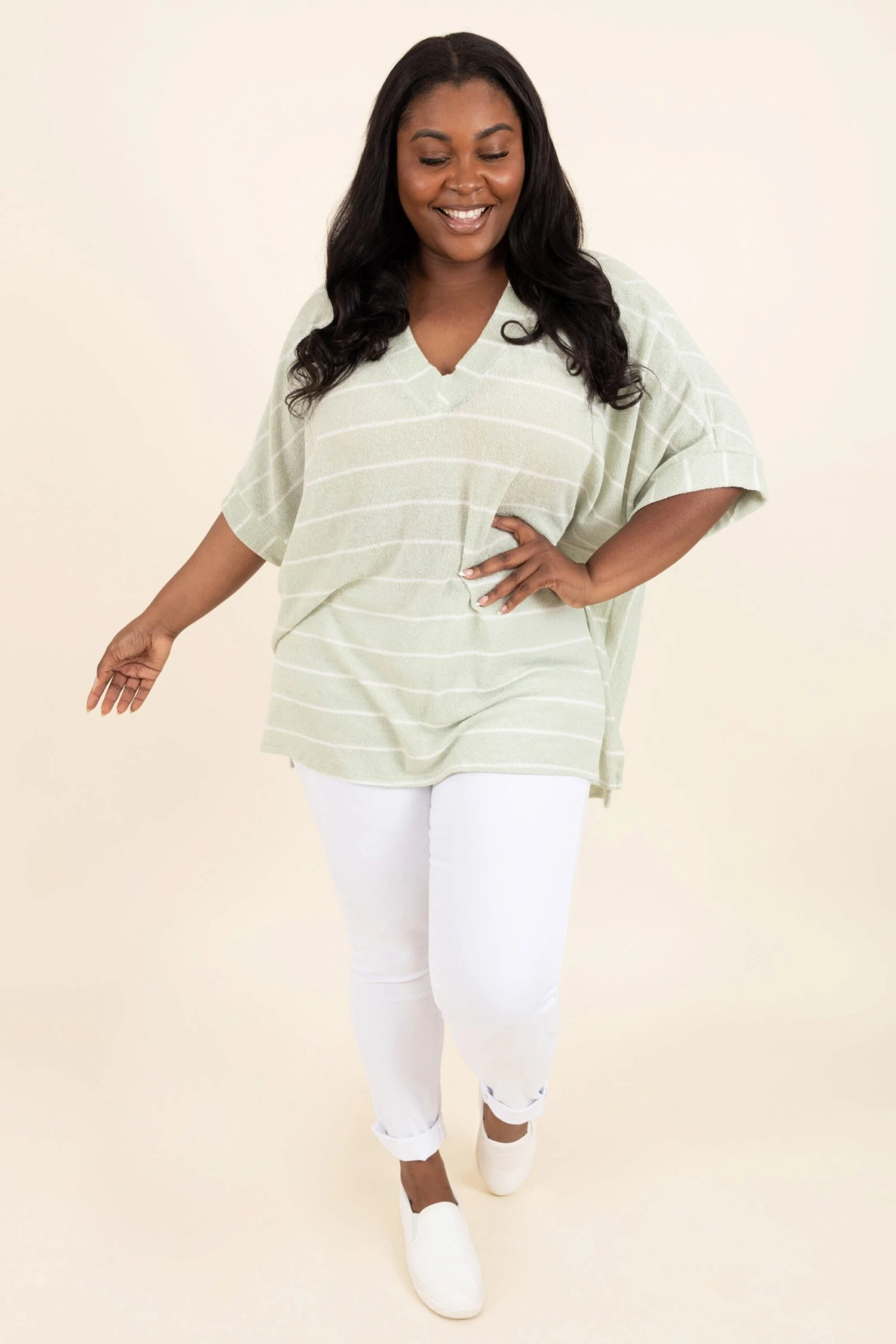 All Stripes Top, Sage 3 All Stripes Top, Sage - Image 3