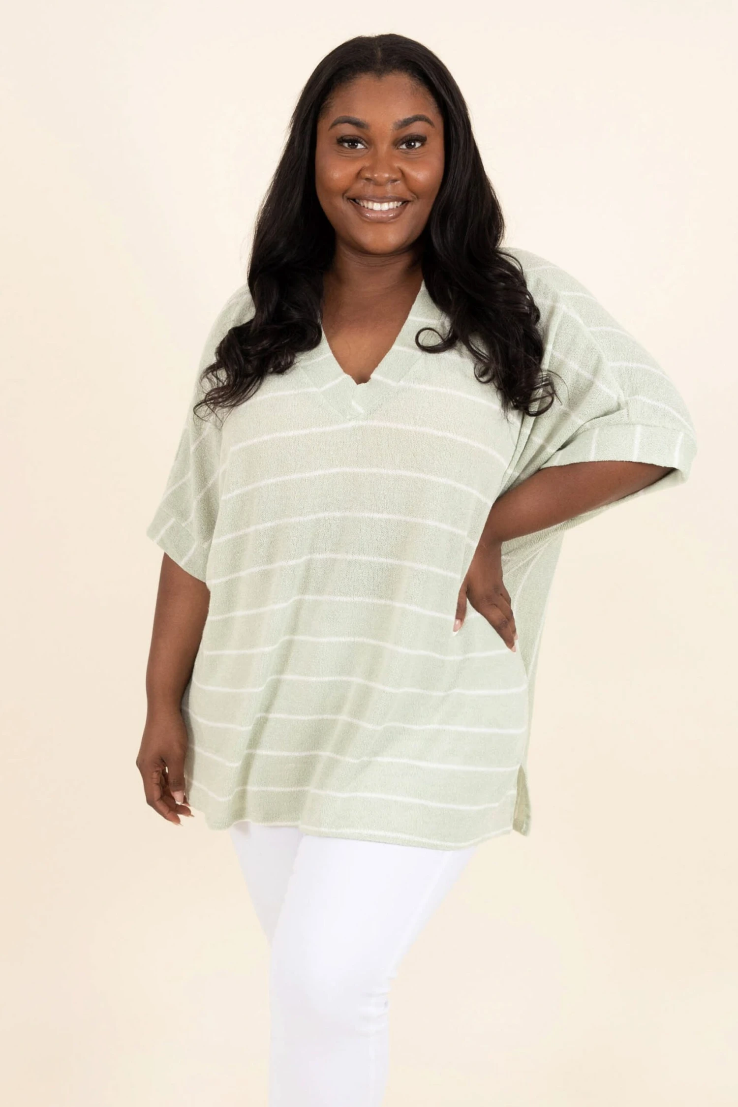All Stripes Top, Sage 1 All Stripes Top, Sage