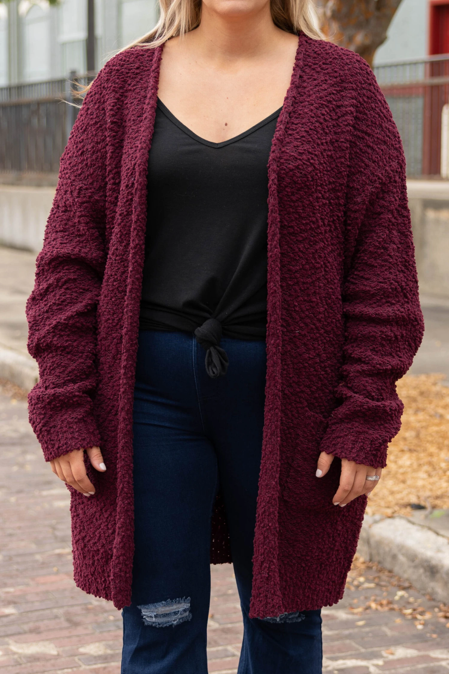 All The Warmth Cardigan, Burgundy 4 All The Warmth Cardigan, Burgundy - Image 4