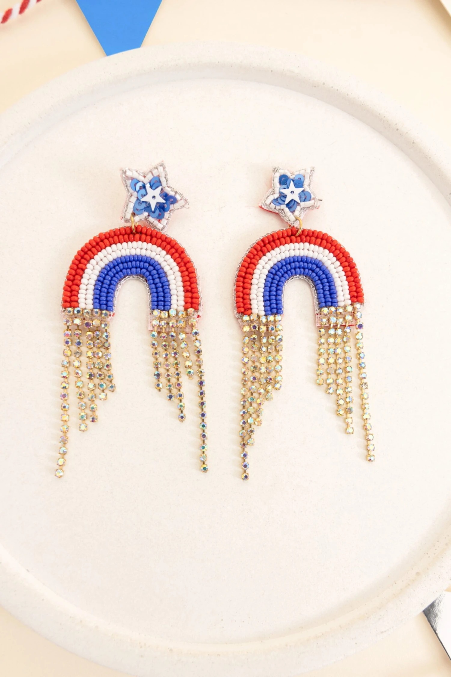 American Rainbow Earrings, Blue 2 American Rainbow Earrings, Blue - Image 2
