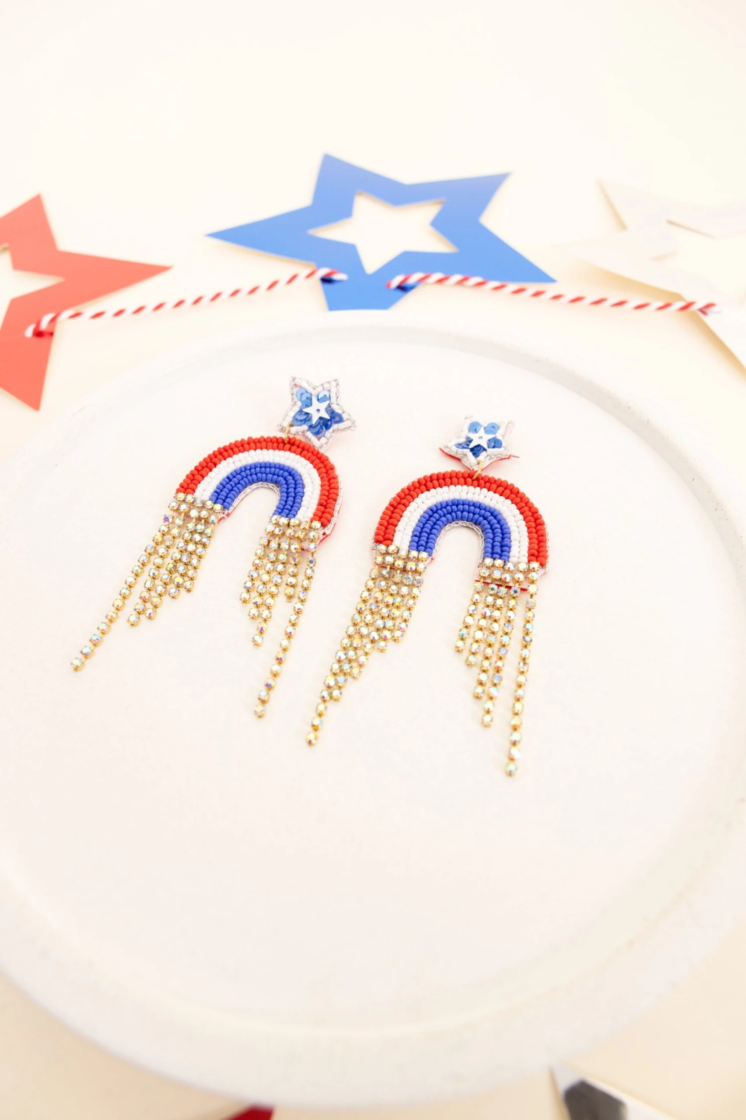 American Rainbow Earrings, Blue 3 American Rainbow Earrings, Blue - Image 3