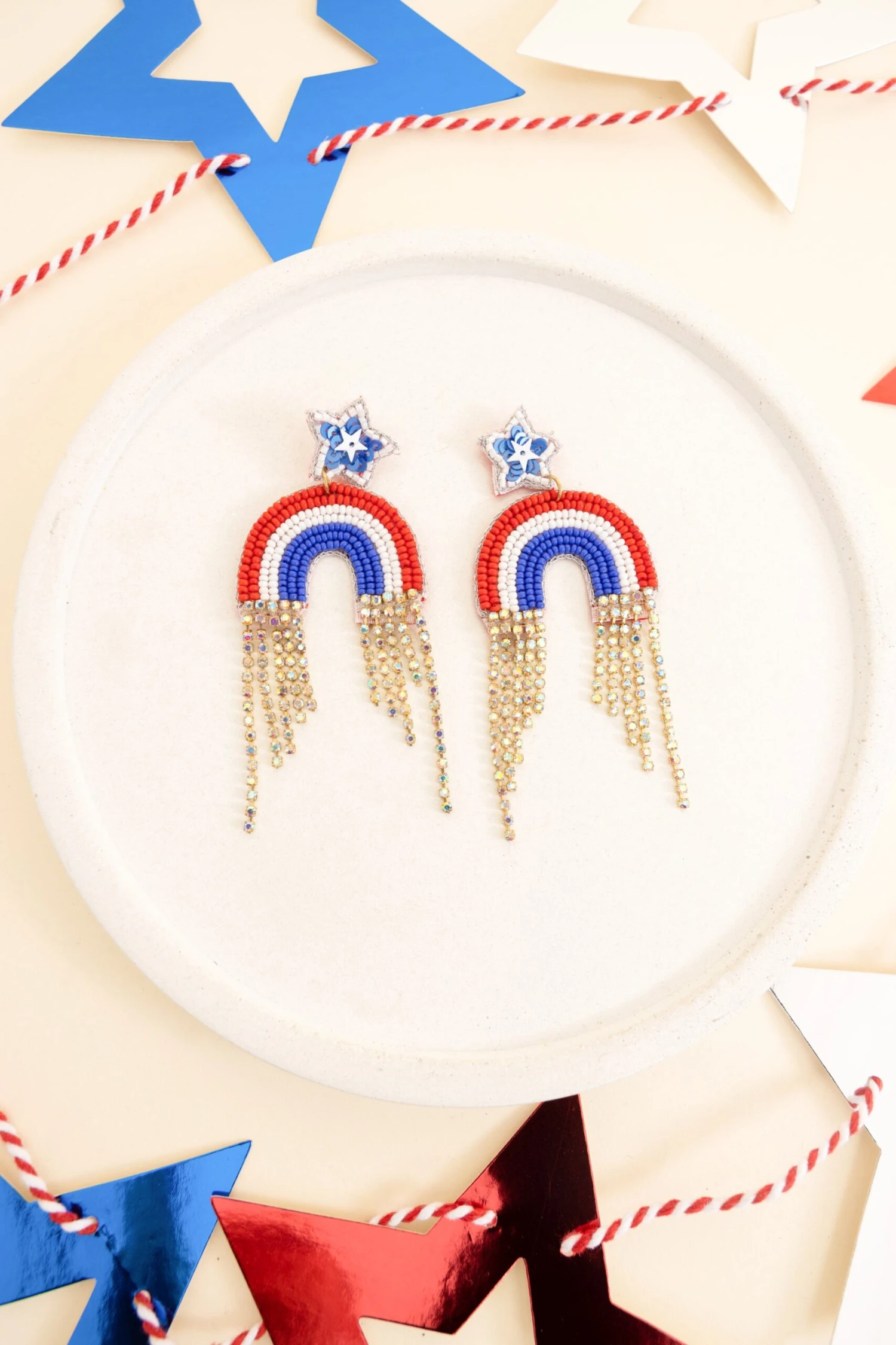 American Rainbow Earrings, Blue 4 American Rainbow Earrings, Blue - Image 4