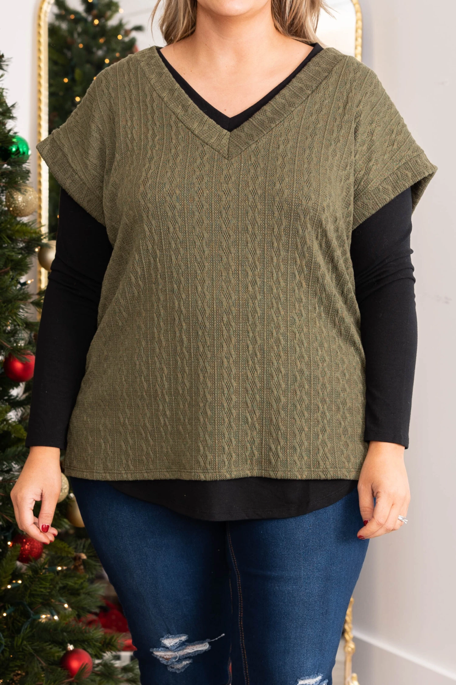 Anticipating This Moment Sweater Vest, Olive 4 Anticipating This Moment Sweater Vest, Olive - Image 4