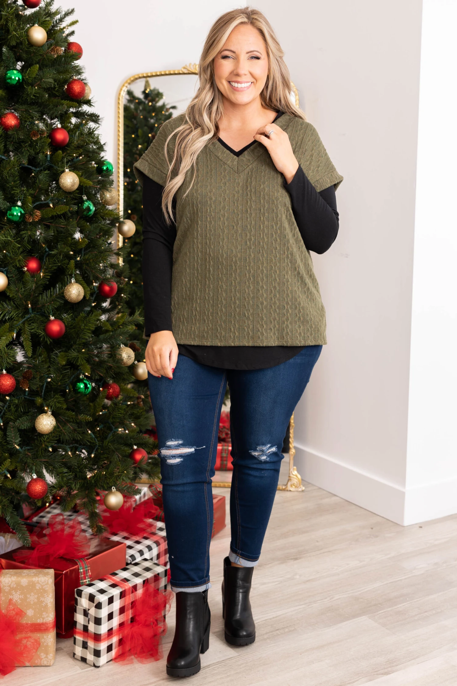 Anticipating This Moment Sweater Vest, Olive 2 Anticipating This Moment Sweater Vest, Olive - Image 2