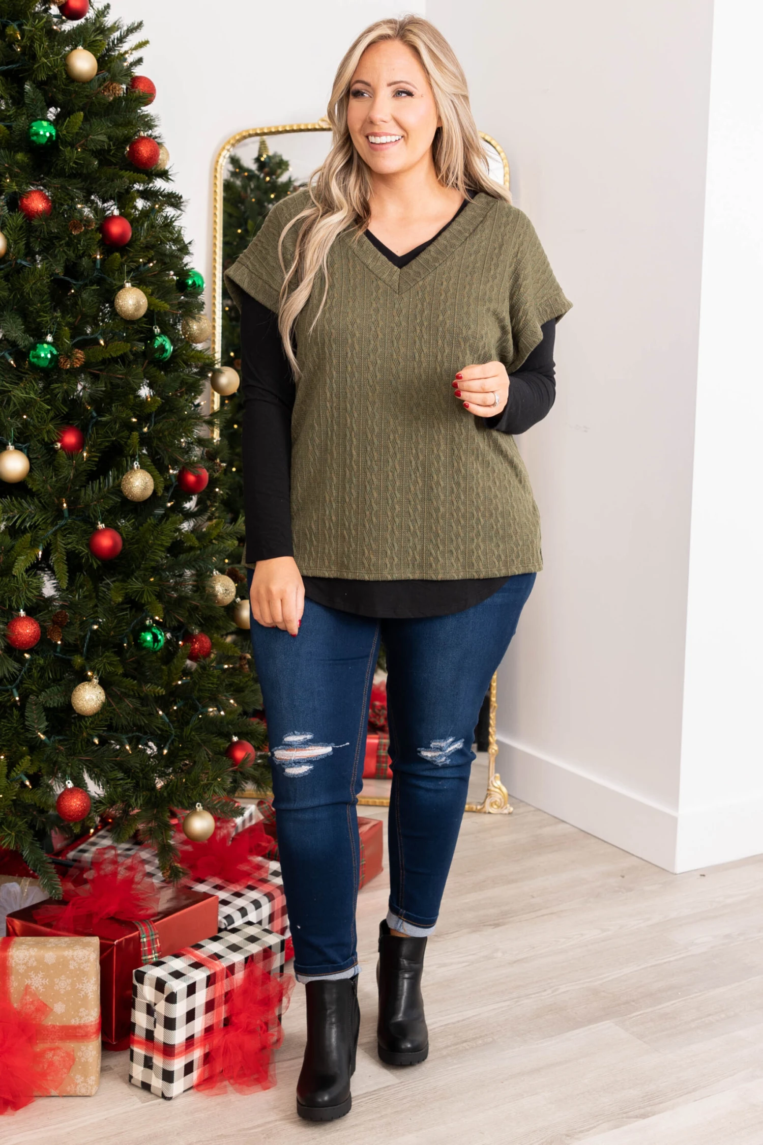 Anticipating This Moment Sweater Vest, Olive 3 Anticipating This Moment Sweater Vest, Olive - Image 3