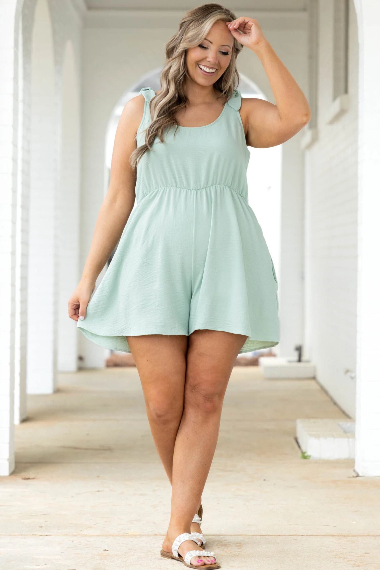 As It Was Romper, Sage 3 As It Was Romper, Sage - Image 3