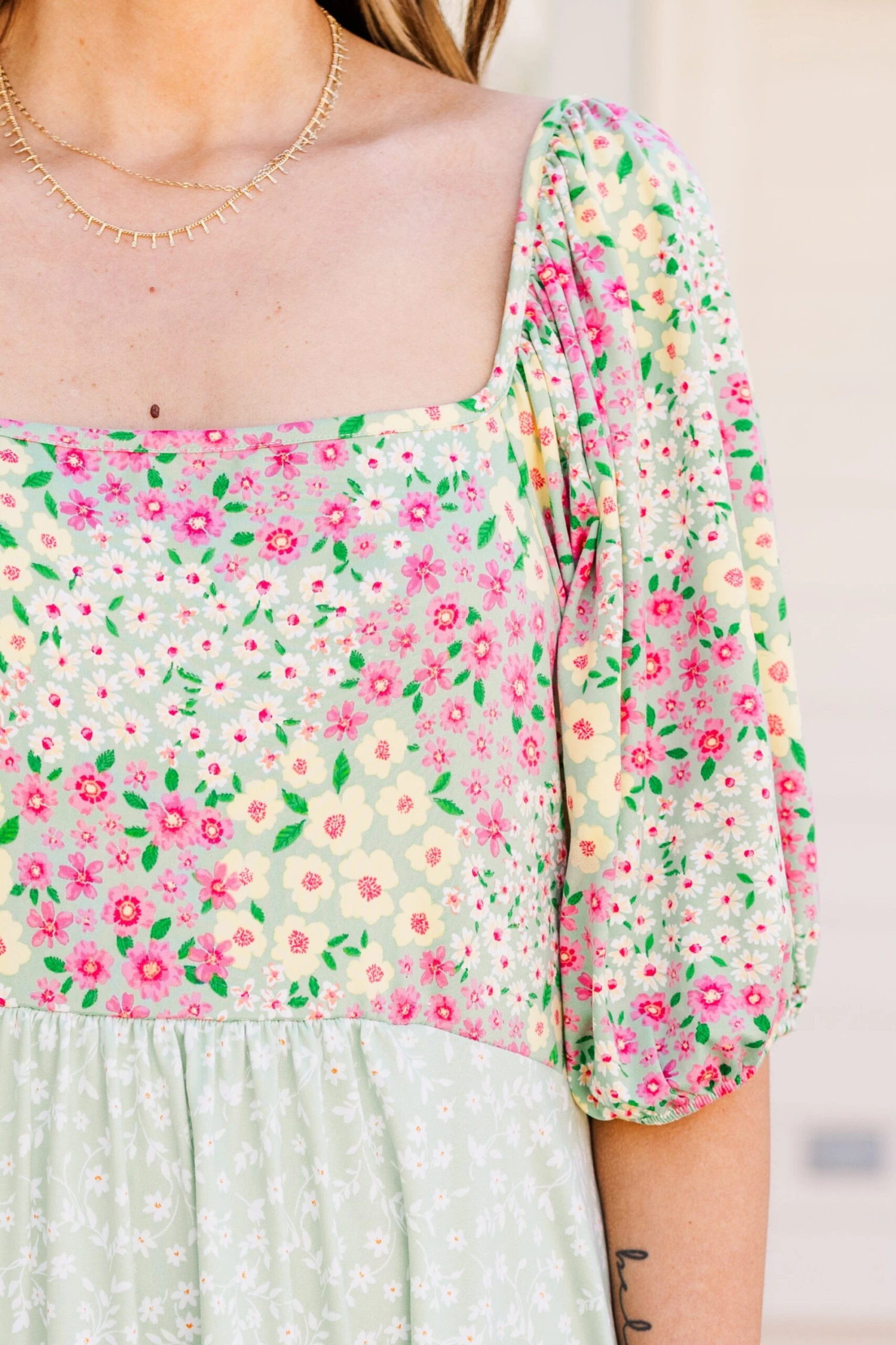 Be Gleeful Dress, Sage-Yellow 5 Be Gleeful Dress, Sage-Yellow - Image 5