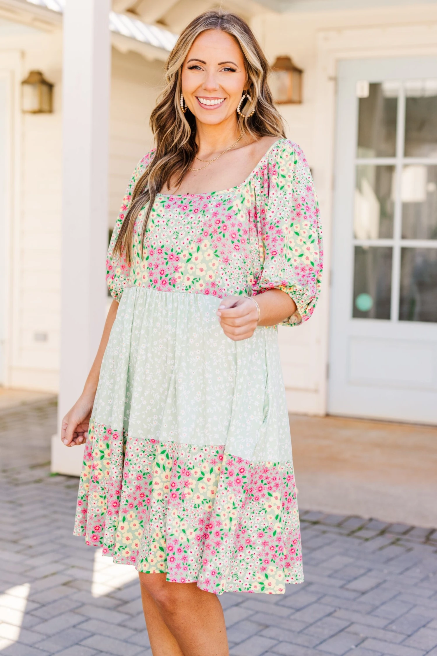 Be Gleeful Dress, Sage-Yellow 2 Be Gleeful Dress, Sage-Yellow - Image 2