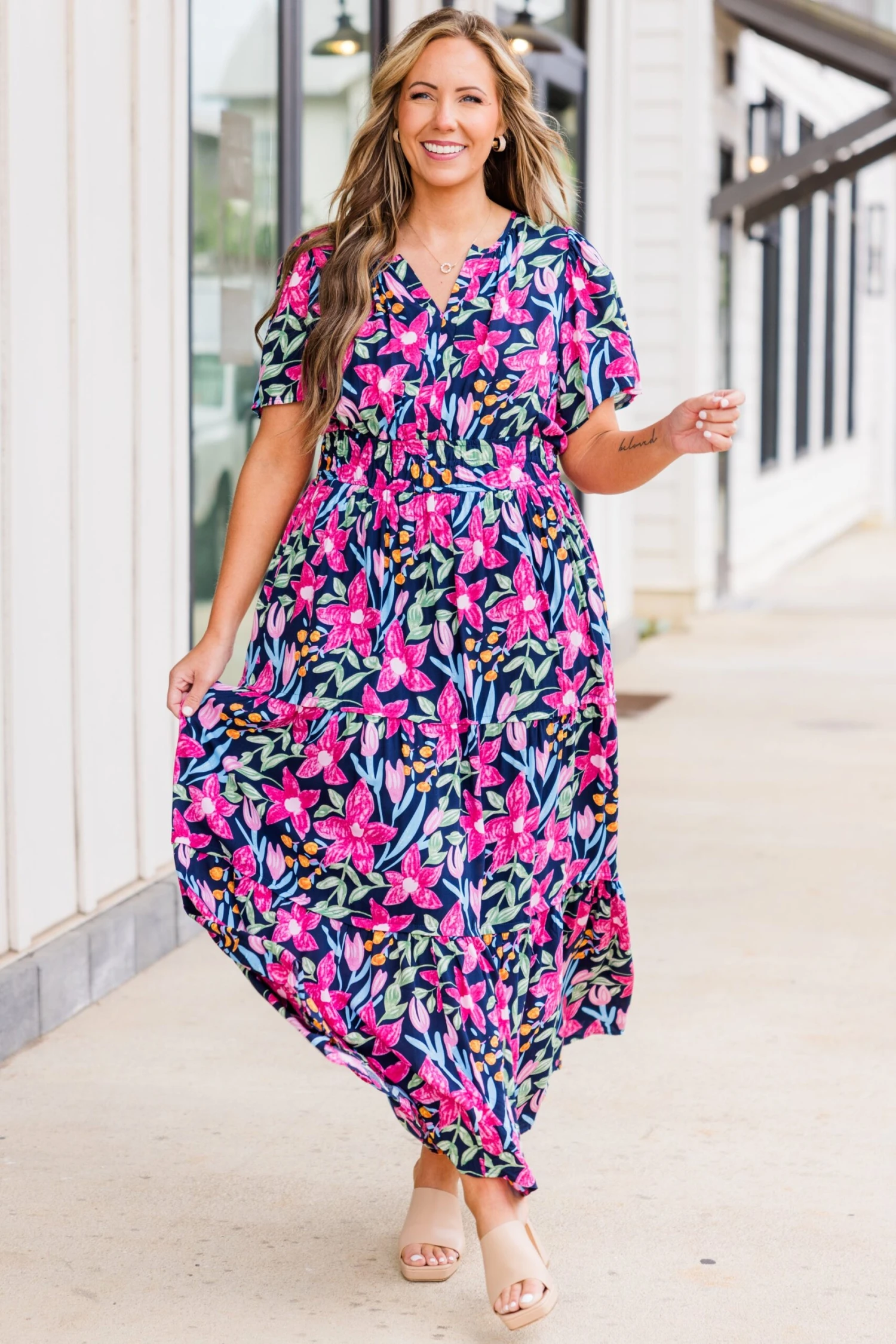 Blooming Vineyard Dress, Navy Multi 4 Blooming Vineyard Dress, Navy Multi - Image 4