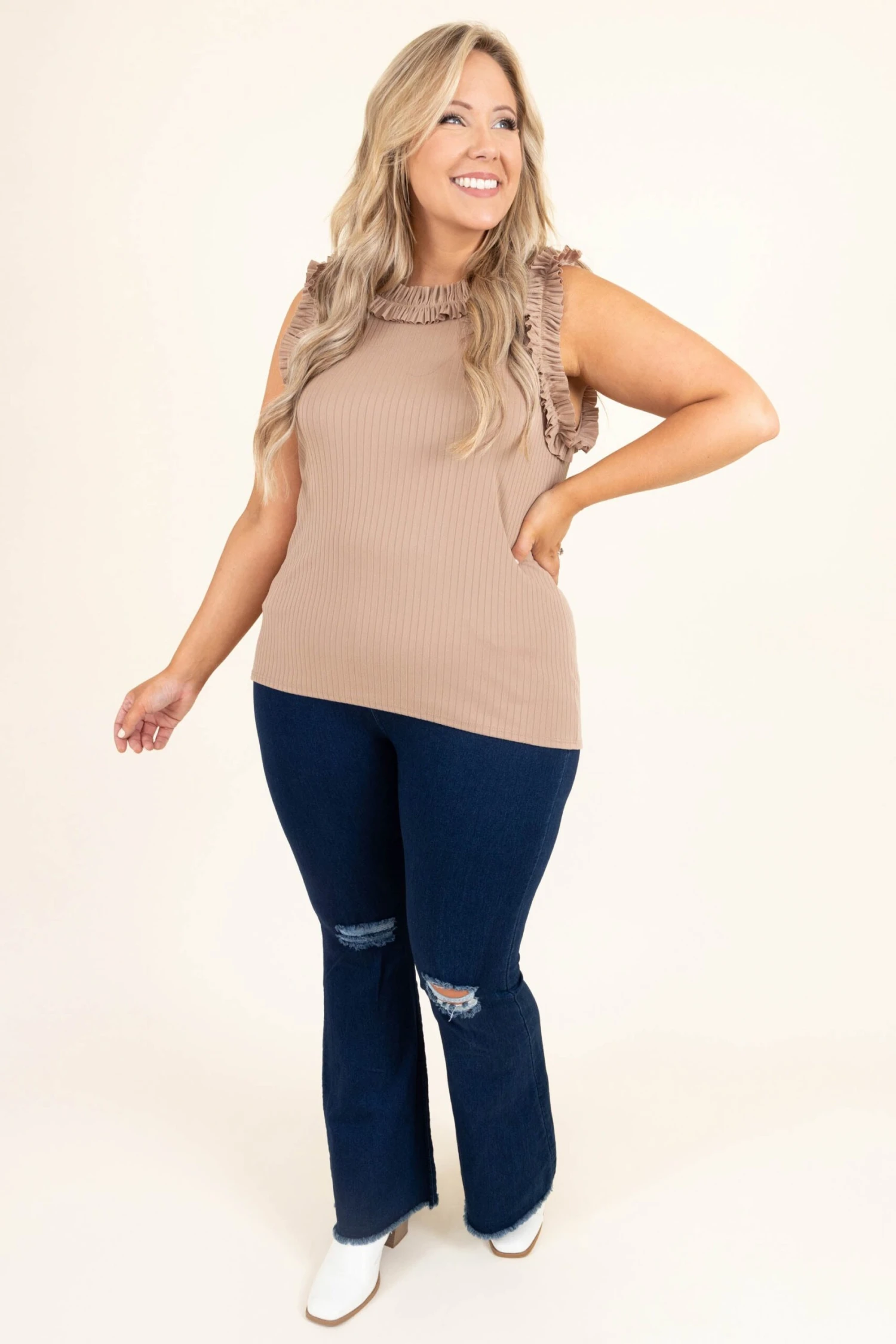 Blushed Beauty Top, Khaki 2 Blushed Beauty Top, Khaki - Image 2