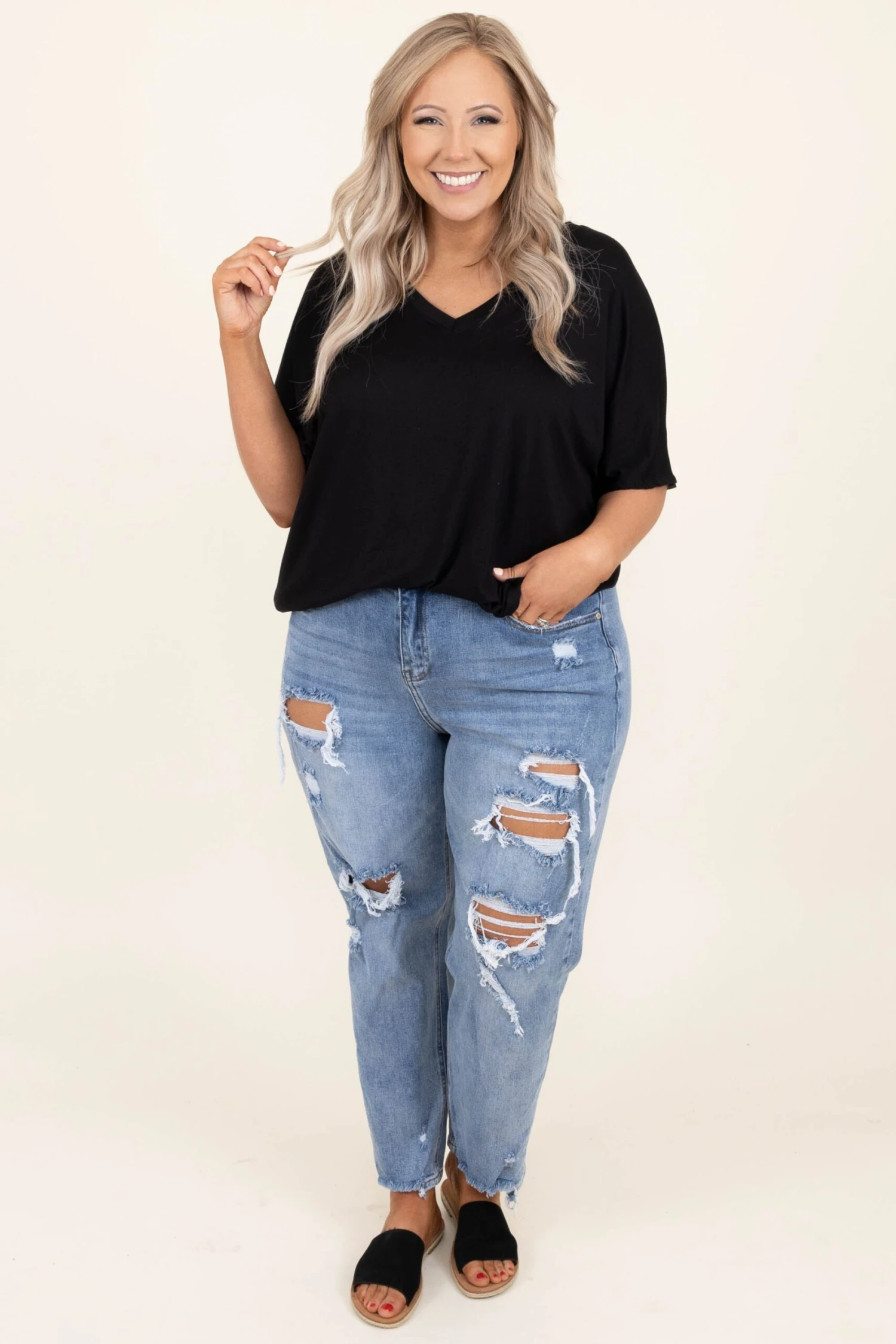 Broadway Girls Boyfriend Jeans, Medium Wash 2 Broadway Girls Boyfriend Jeans, Medium Wash - Image 2