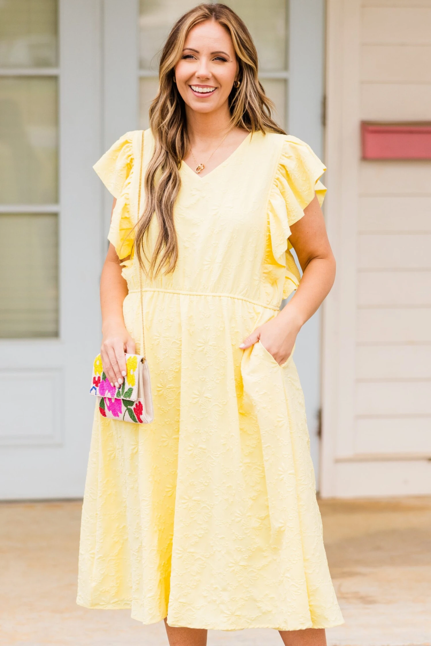 Busy Lizzy Dress, Lemon 2 Busy Lizzy Dress, Lemon - Image 2