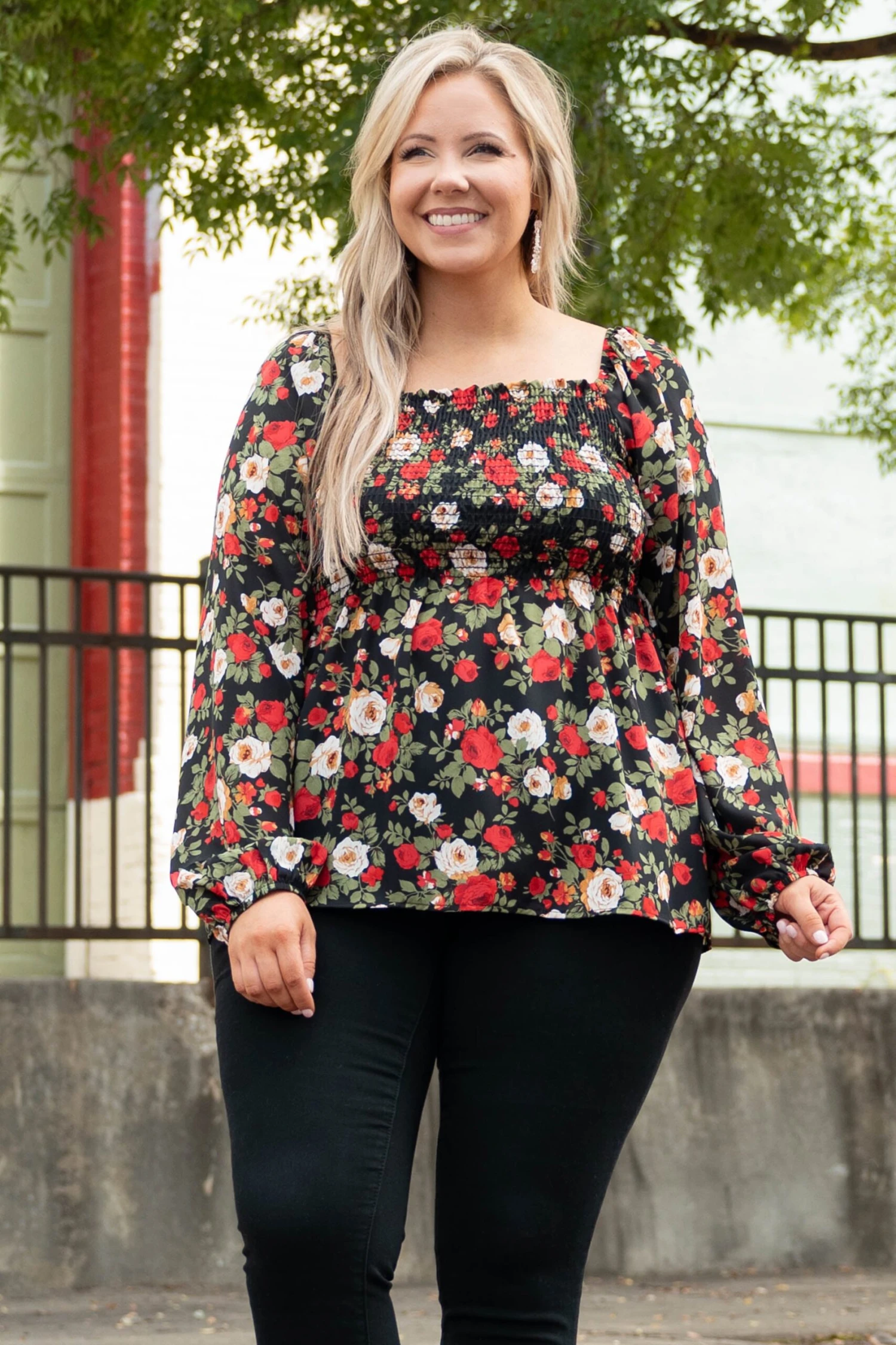 Busy Night Out Blouse, Red-Mustard 1 Busy Night Out Blouse, Red-Mustard