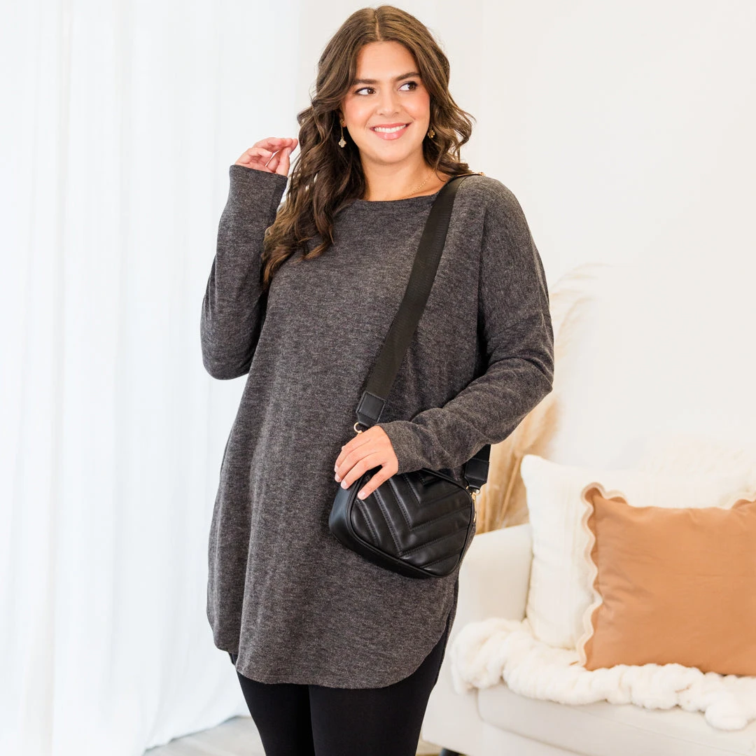 Cafe Cutie Tunic, Charcoal 1 Cafe Cutie Tunic, Charcoal