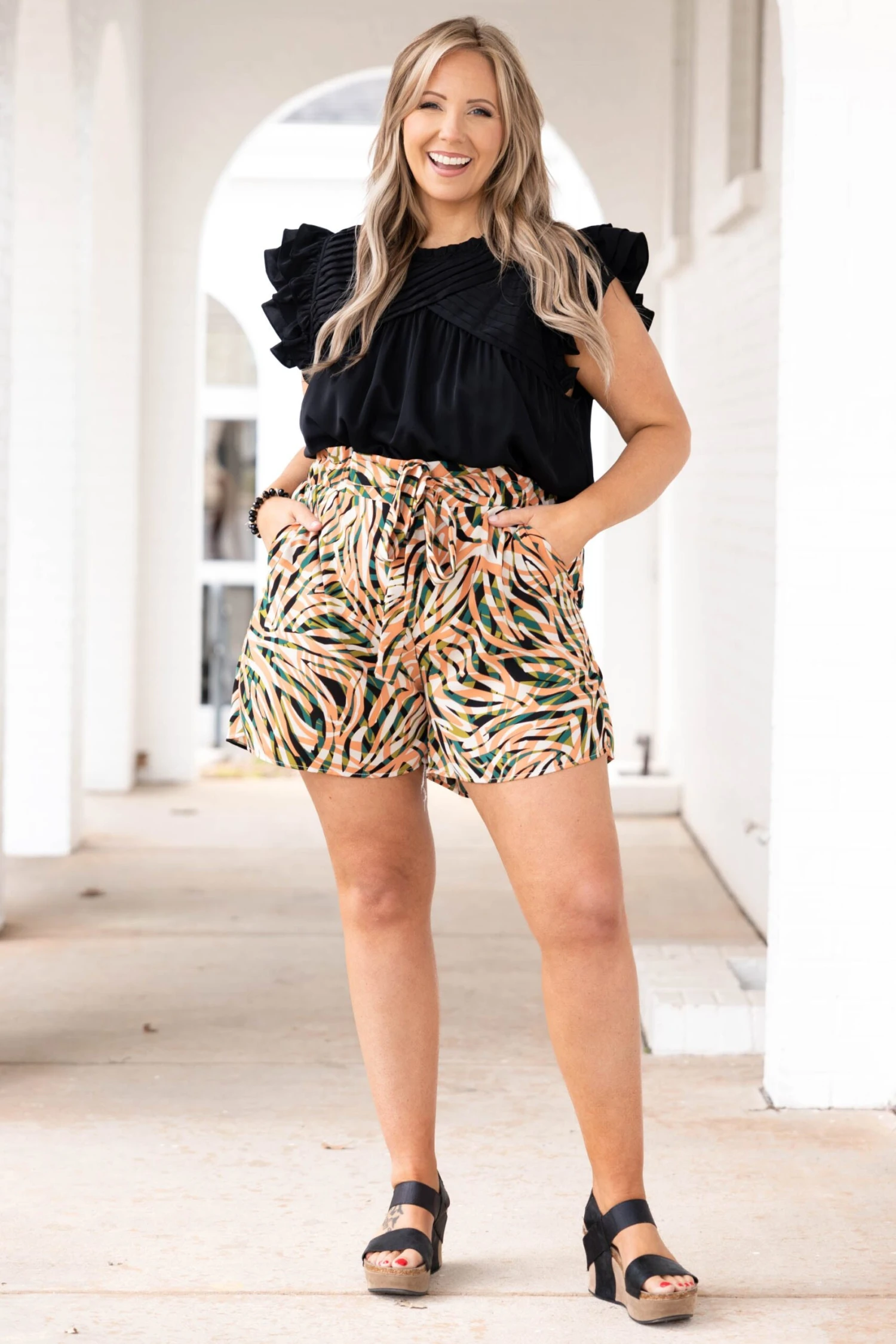 Can't Talk Now Shorts, Olive/Salmon 2 Can't Talk Now Shorts, Olive/Salmon - Image 2