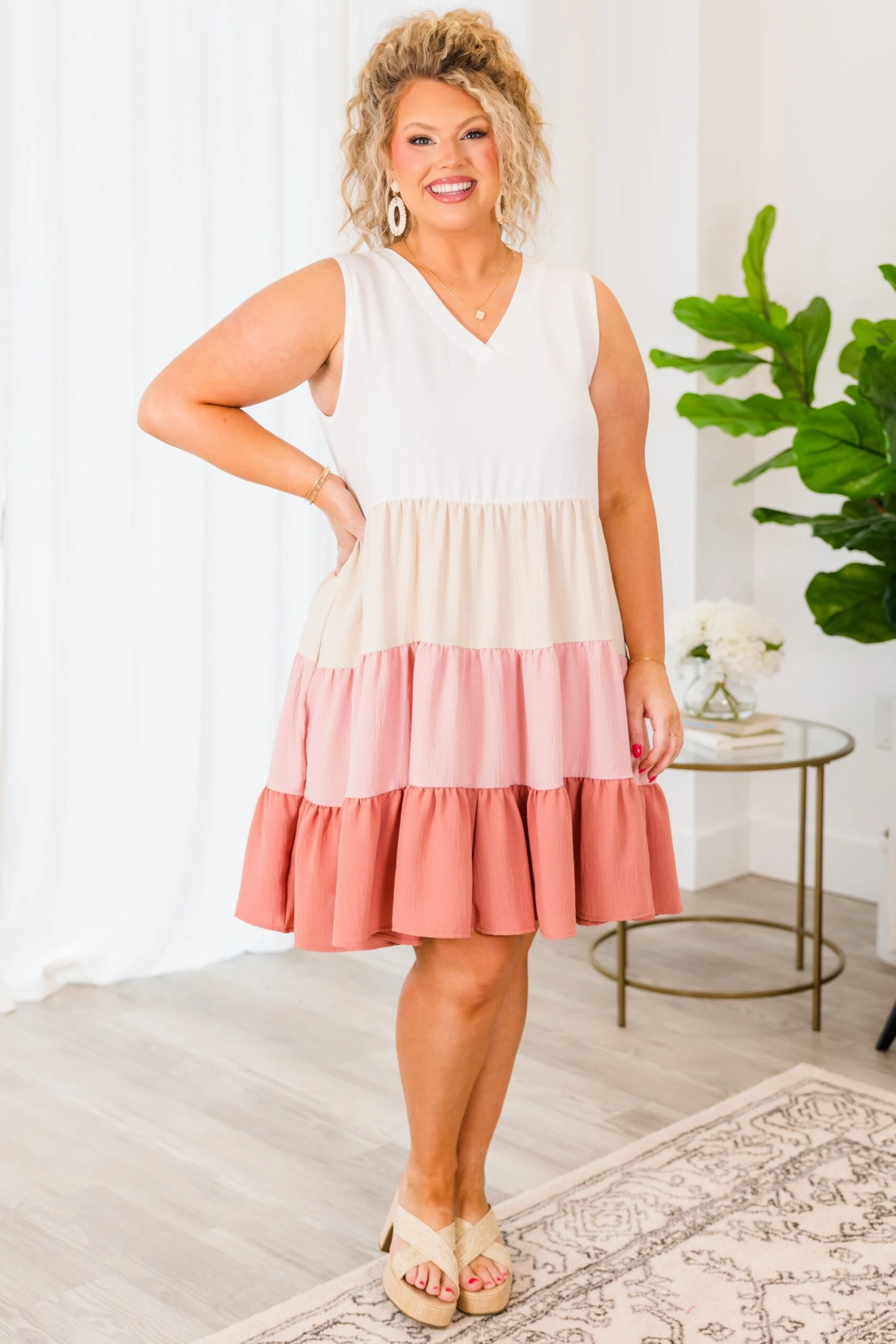 Carnation Dress, Ivory/Mauve 3 Carnation Dress, Ivory/Mauve - Image 3