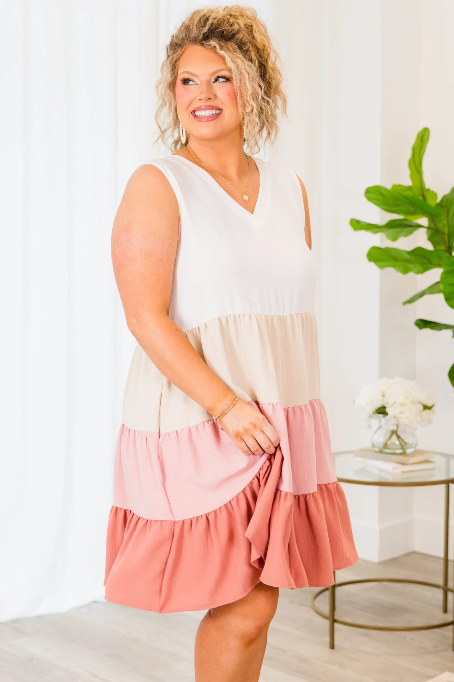 Carnation Dress, Ivory/Mauve 2 Carnation Dress, Ivory/Mauve - Image 2